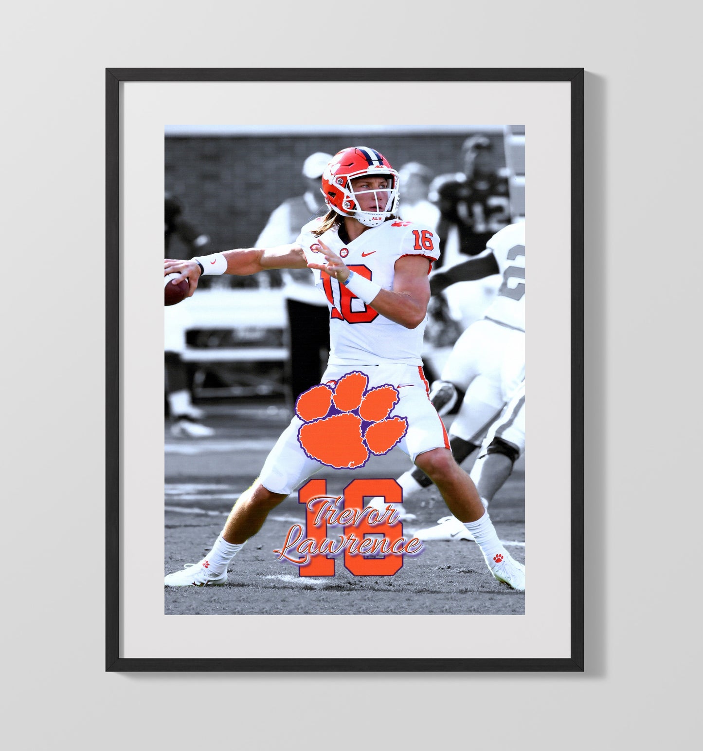 Clemson Football Trevor Lawrence Championship Command 2018 College Football Wall Art 16x20 Gallery Frame wall art print – College Football decor
