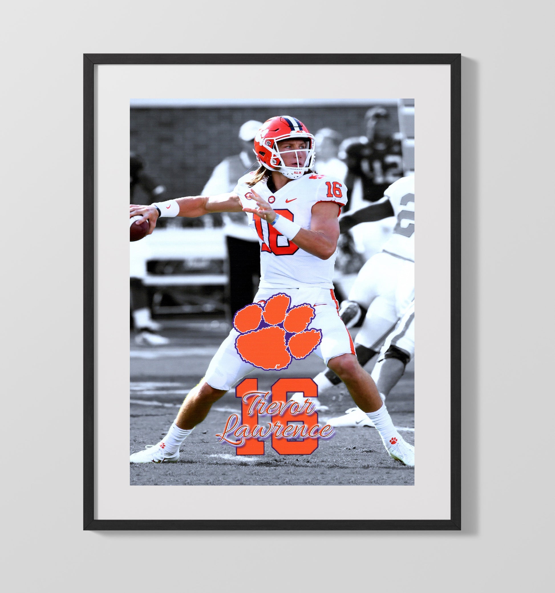 Clemson Football Trevor Lawrence Championship Command 2018 College Football Wall Art 16x20 Gallery Frame wall art print – College Football decor