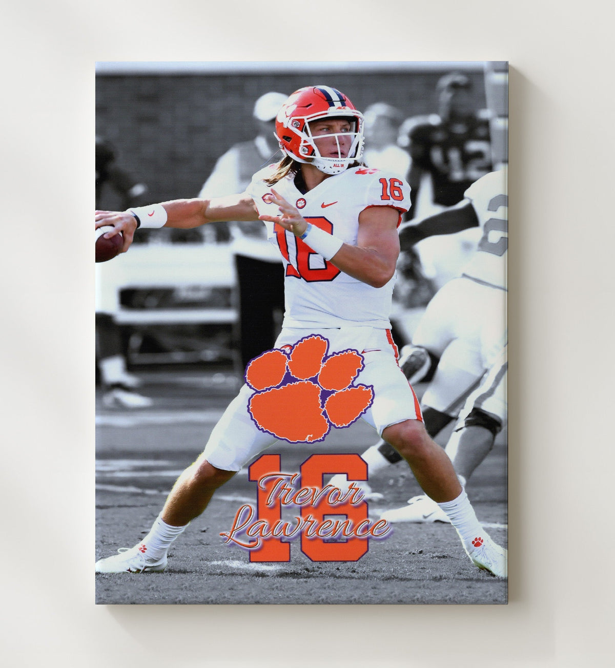 Clemson Football - Trevor Lawrence Championship Command 2018 8x10 Canvas college football wall art