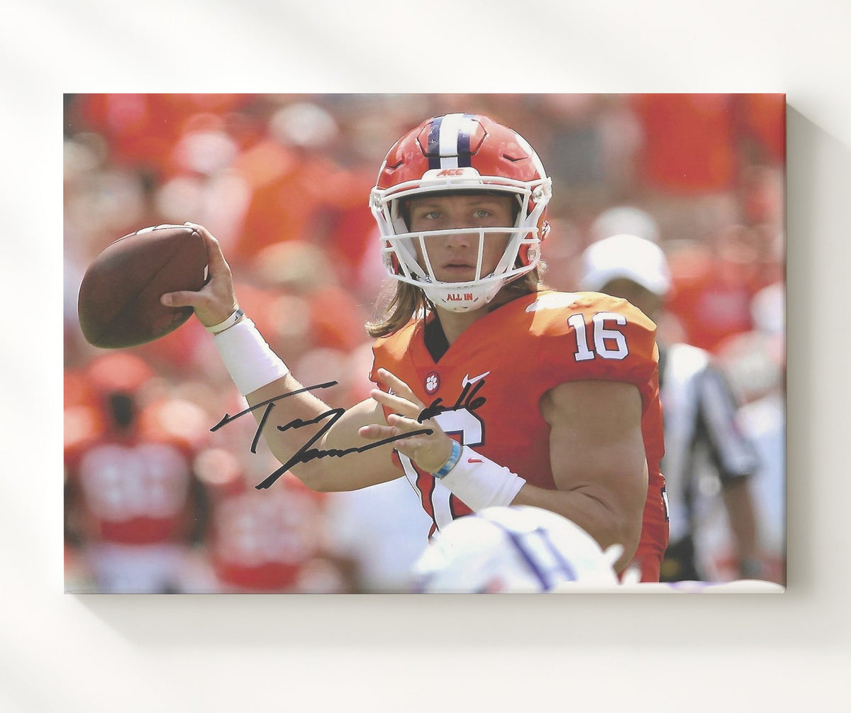 Clemson Football - Trevor Lawrence Locked In Throw 8x10 Canvas college football wall art