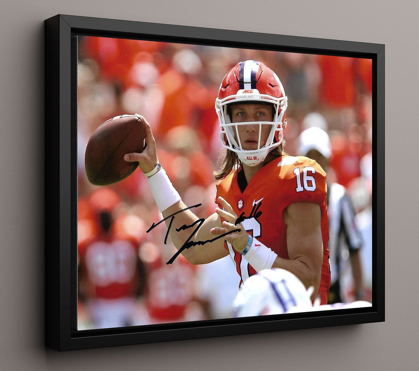 Clemson Football - Trevor Lawrence Locked In Throw 8x10 Framed Canvas college football wall art