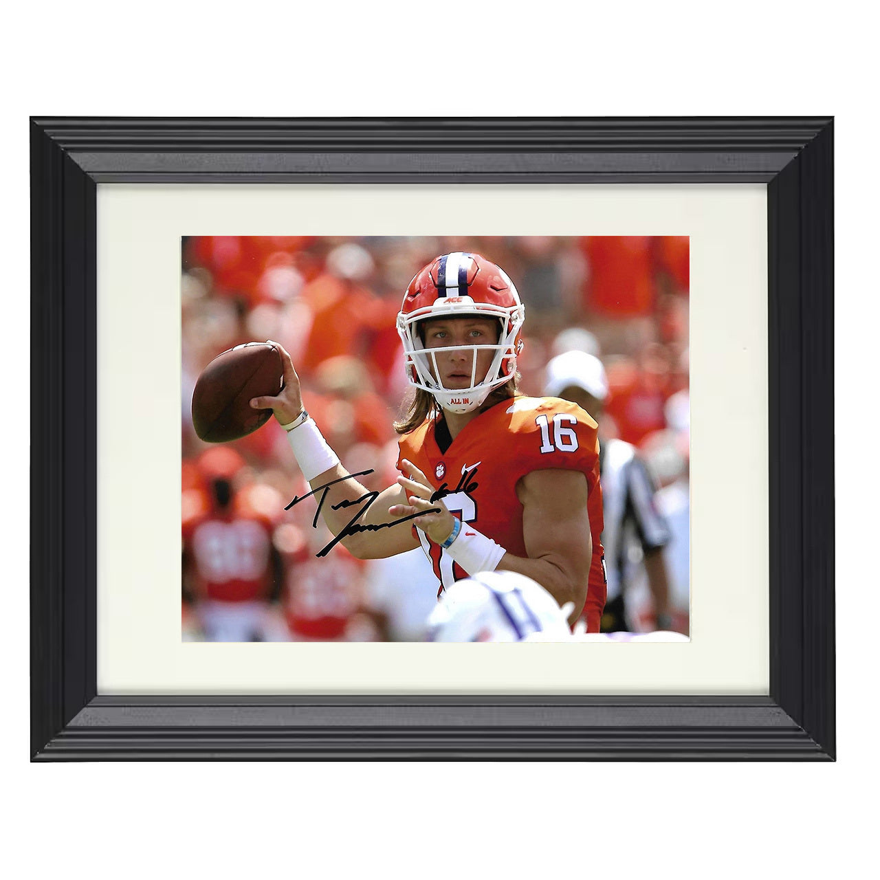 Clemson Football - Trevor Lawrence Locked In Throw 8x10 Beveled Frame college football wall art