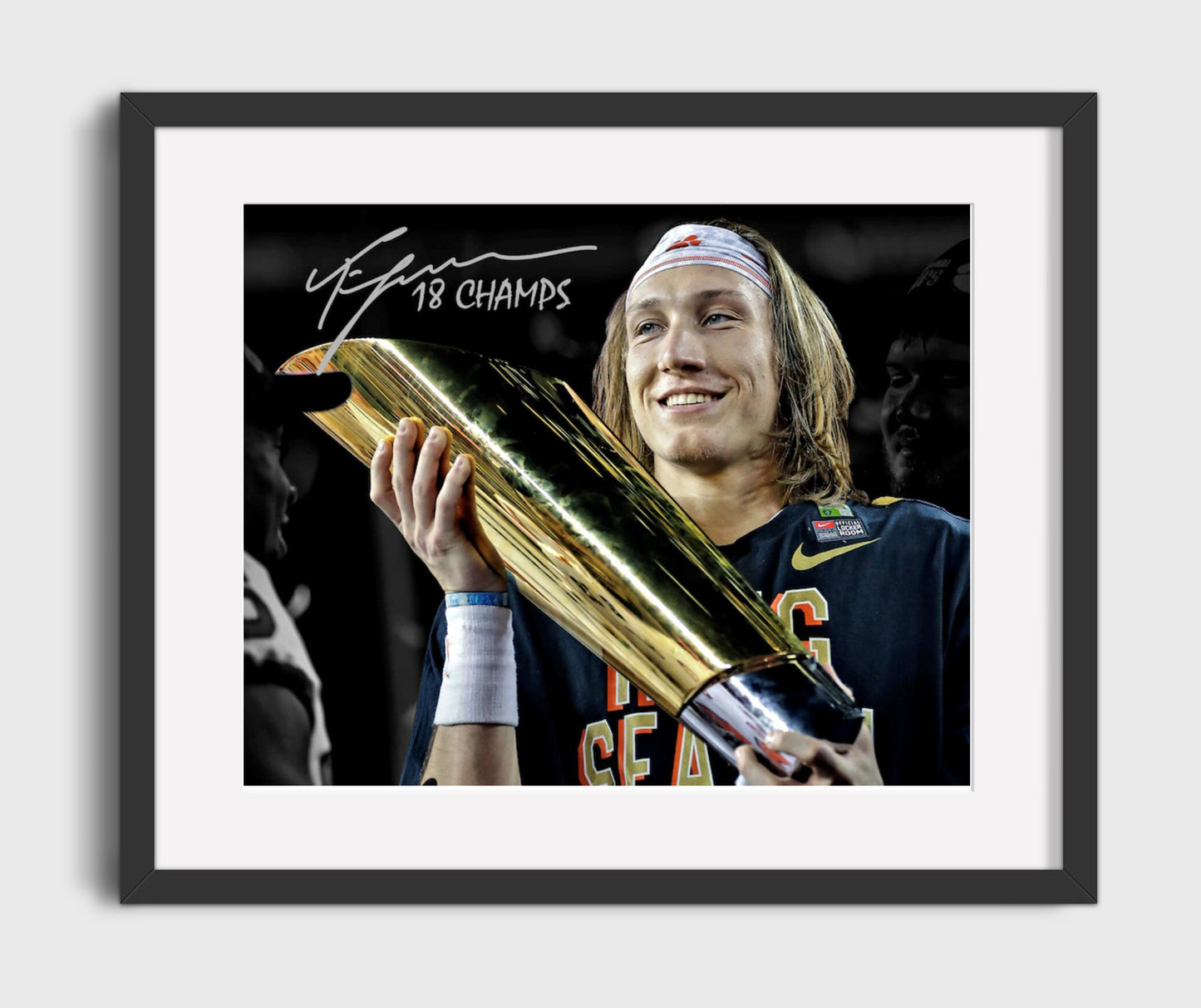 Clemson Football Trevor Lawrence Portrait Spotlight College Football Wall Art 16x20 Gallery Frame wall art print – College Football decor