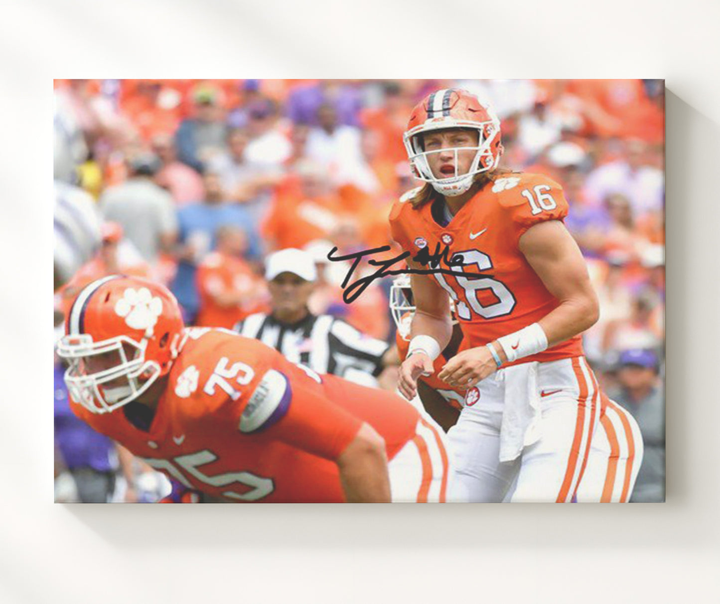 Clemson Football Trevor Lawrence Pre Snap Read College Football Wall Art 20x24 Canvas wall art print – College Football decor