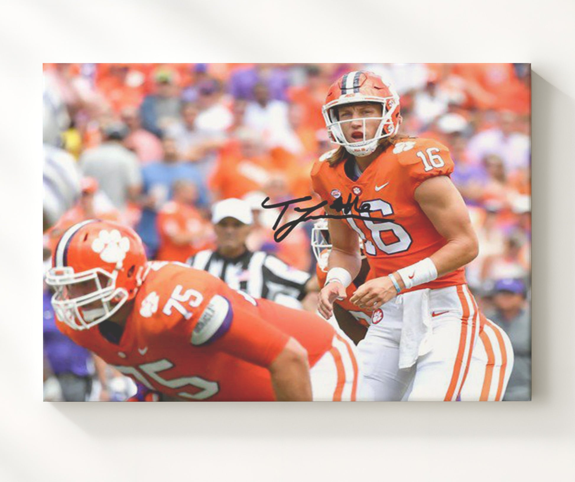 Clemson Football Trevor Lawrence Pre Snap Read College Football Wall Art 20x24 Canvas wall art print – College Football decor