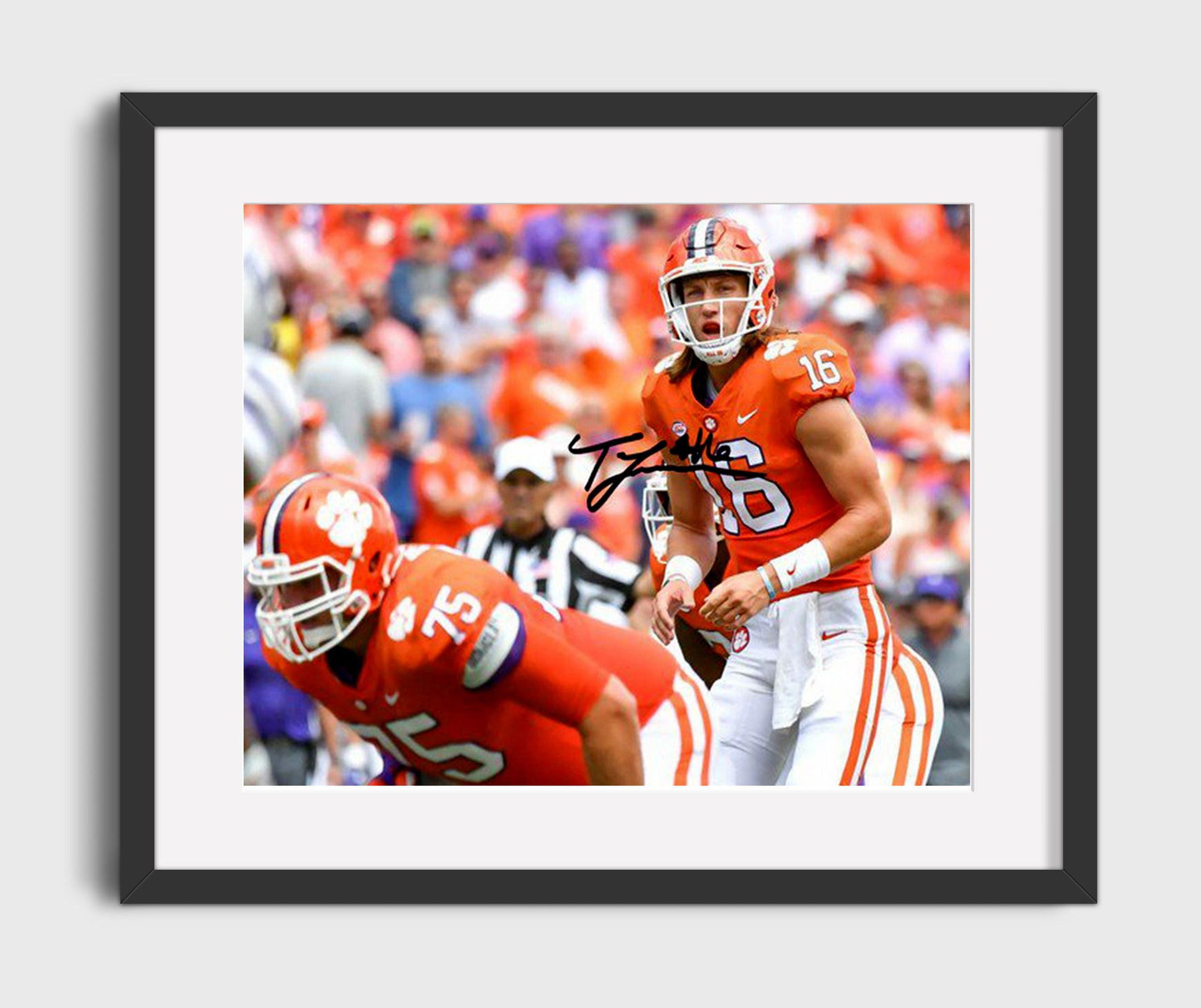 Clemson Football Trevor Lawrence Pre Snap Read College Football Wall Art 16x20 Gallery Frame wall art print – College Football decor
