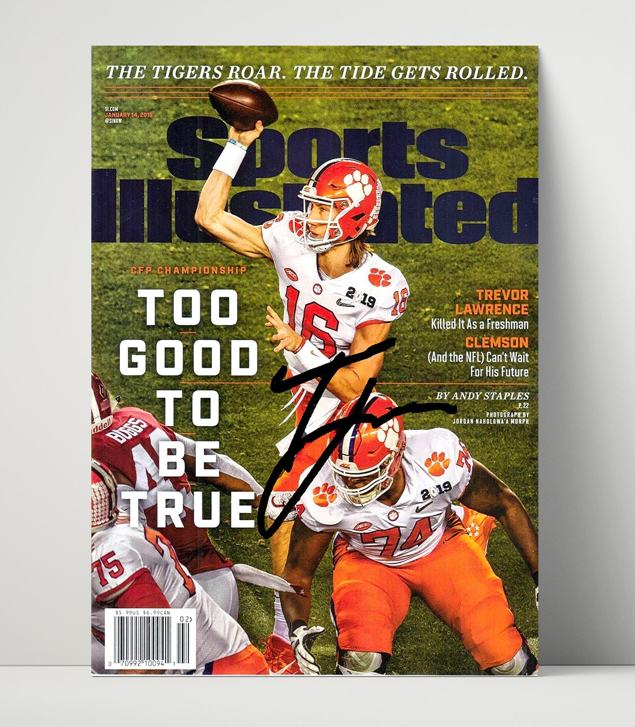 Clemson Football Trevor Lawrence Too Good To Be True SI Cover 2019 College Football Wall Art 16x20 Unframed Print wall art print – College Football decor