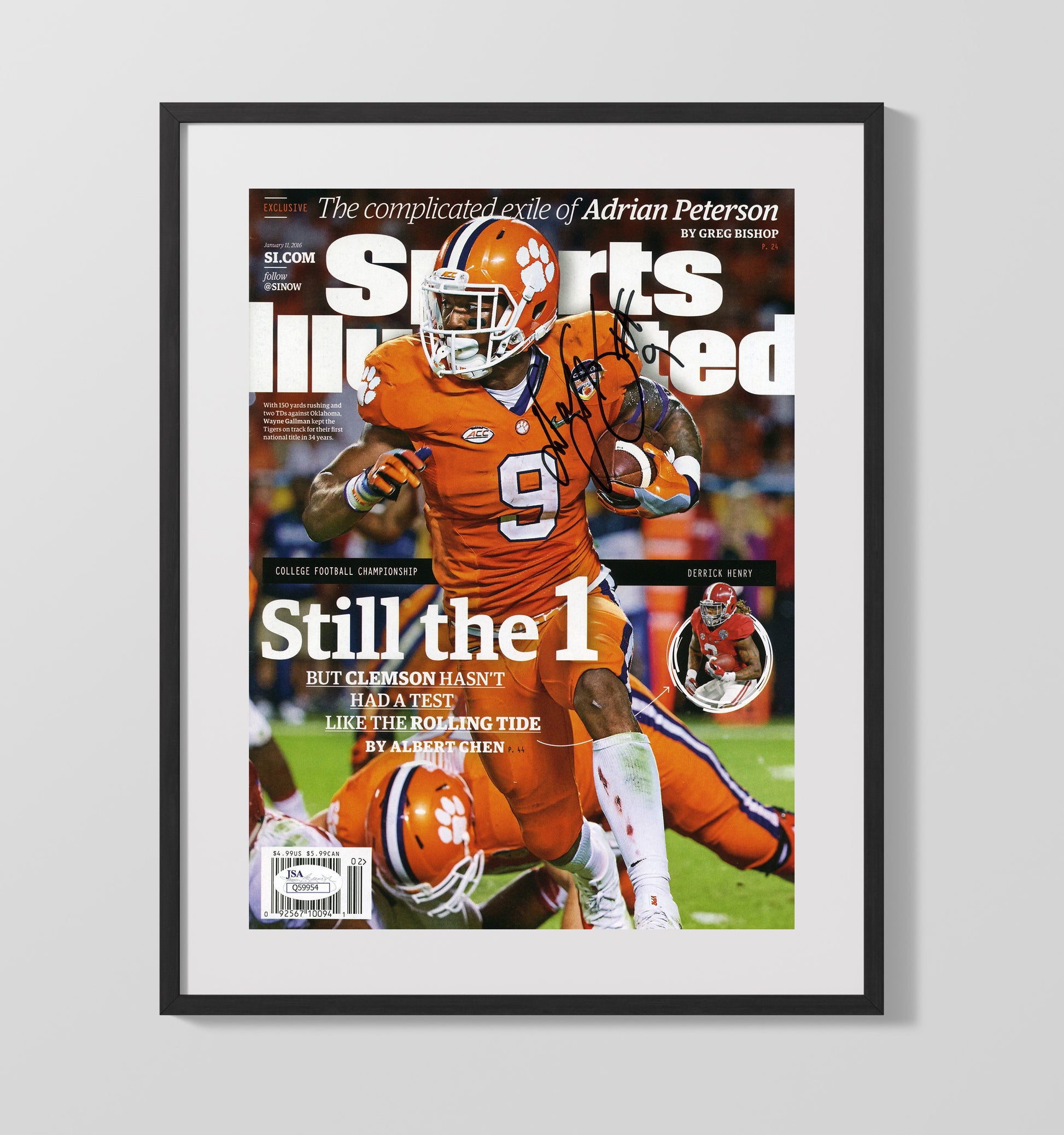 Clemson Football Wayne Gallman Still the One Championship Run SI Cover 2016 College Football 16x20 Gallery Frame wall art print – College Football decor