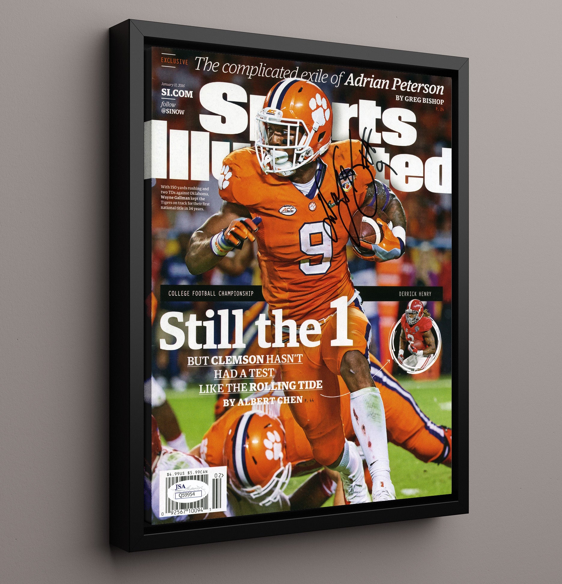 Clemson Football Wayne Gallman Still the One Championship Run SI Cover 2016 College Football 16x20 Framed Canvas wall art print – College Football decor