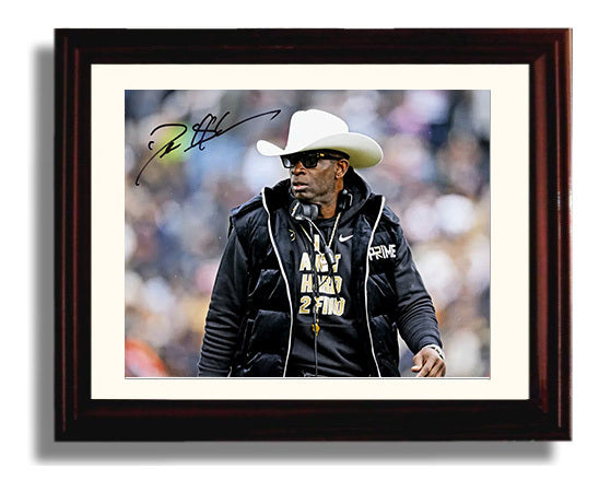 Colorado Football Deion Sanders Cowboy Hat Sideline Look College Football Wall Art 8x10 Beveled Frame wall art print – College Football decor