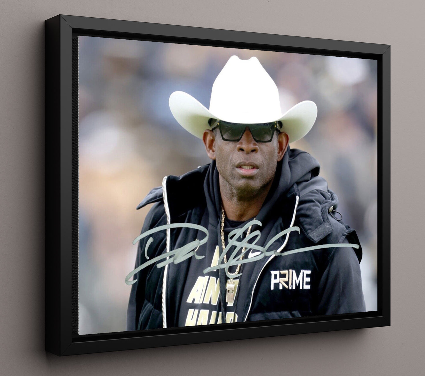 Colorado Football Deion Sanders Prime Sideline Presence College Football Wall Art 16x20 Framed Canvas wall art print – College Football decor
