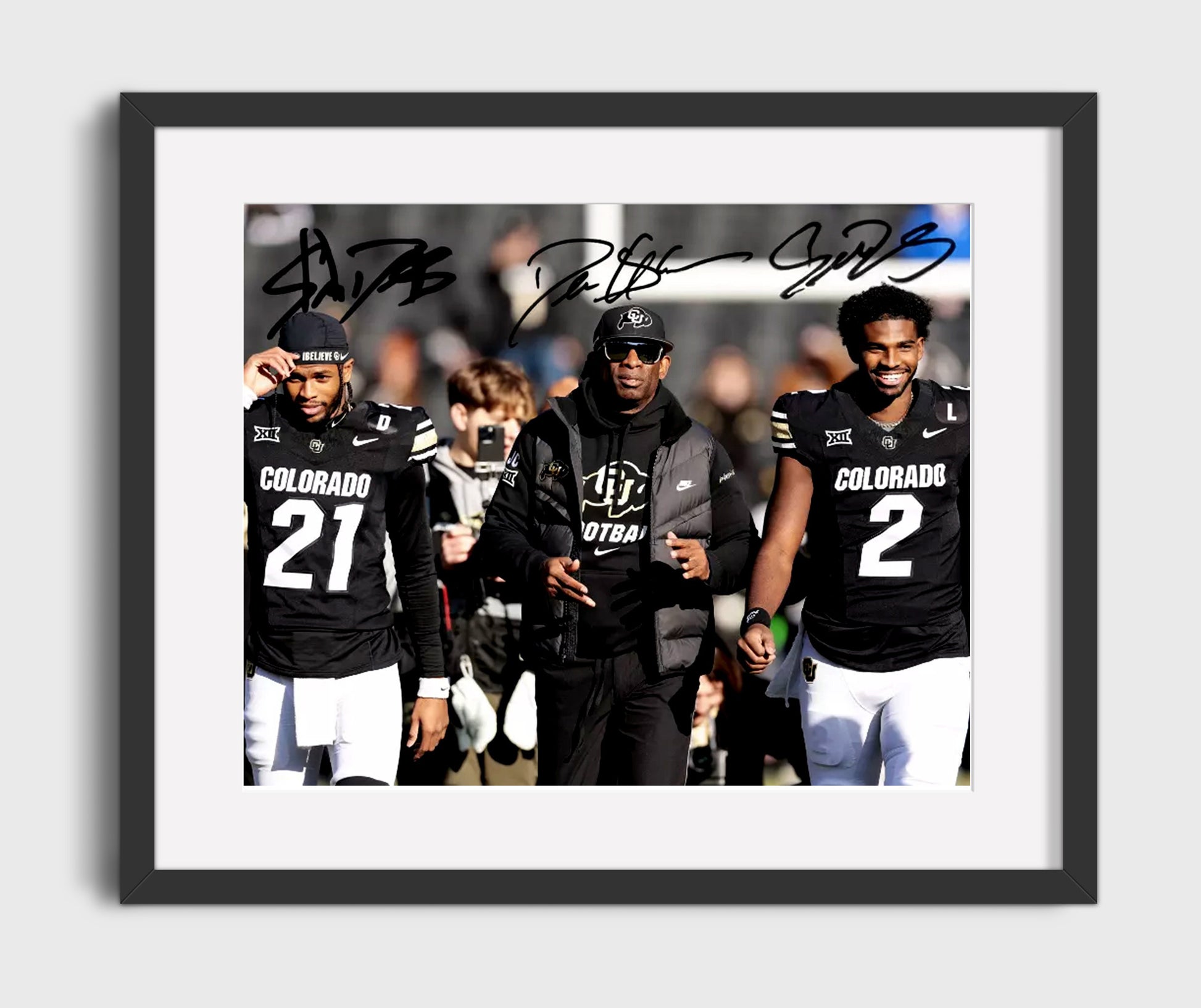 Colorado Football Deion Sanders With Sons Sideline Walk College Football Wall Art 16x20 Gallery Frame wall art print – College Football decor