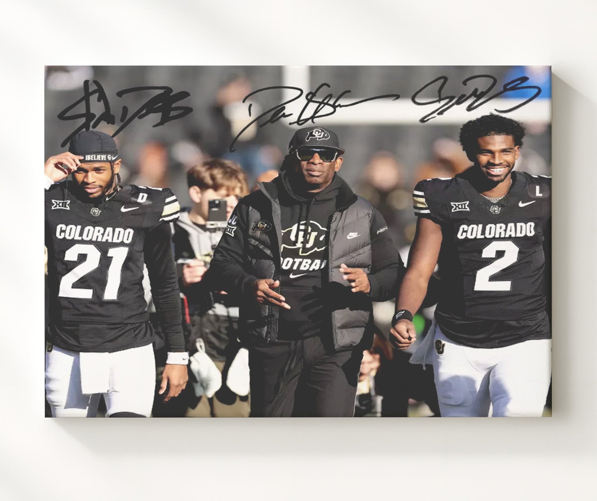 Colorado Football - Deion Sanders With Sons Sideline Walk 8x10 Canvas college football wall art