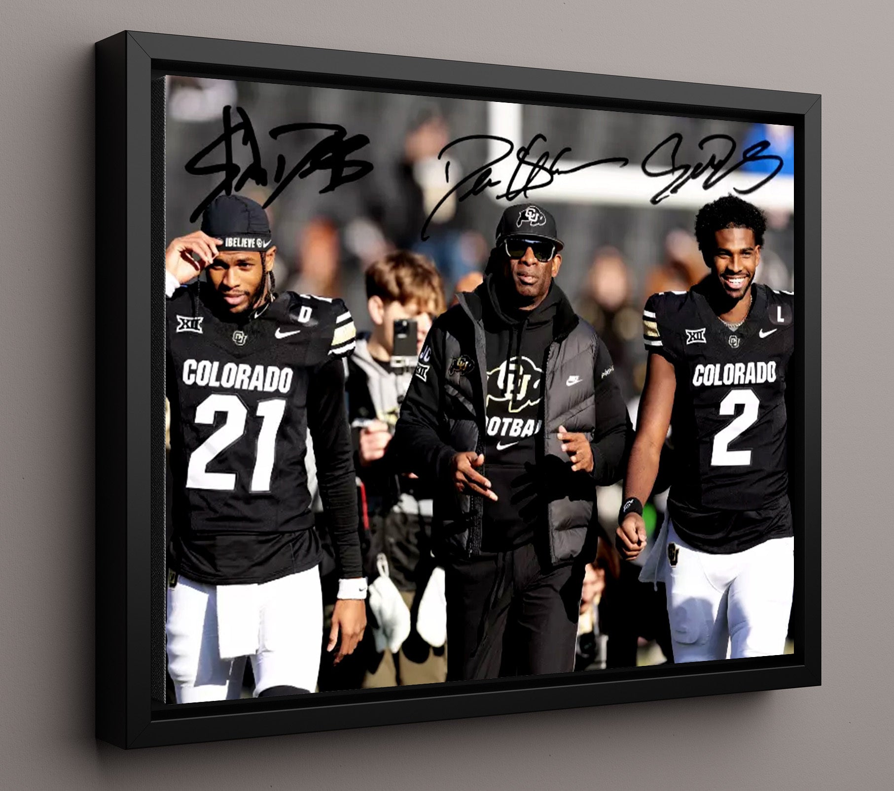 Colorado Football - Deion Sanders With Sons Sideline Walk 8x10 Framed Canvas college football wall art