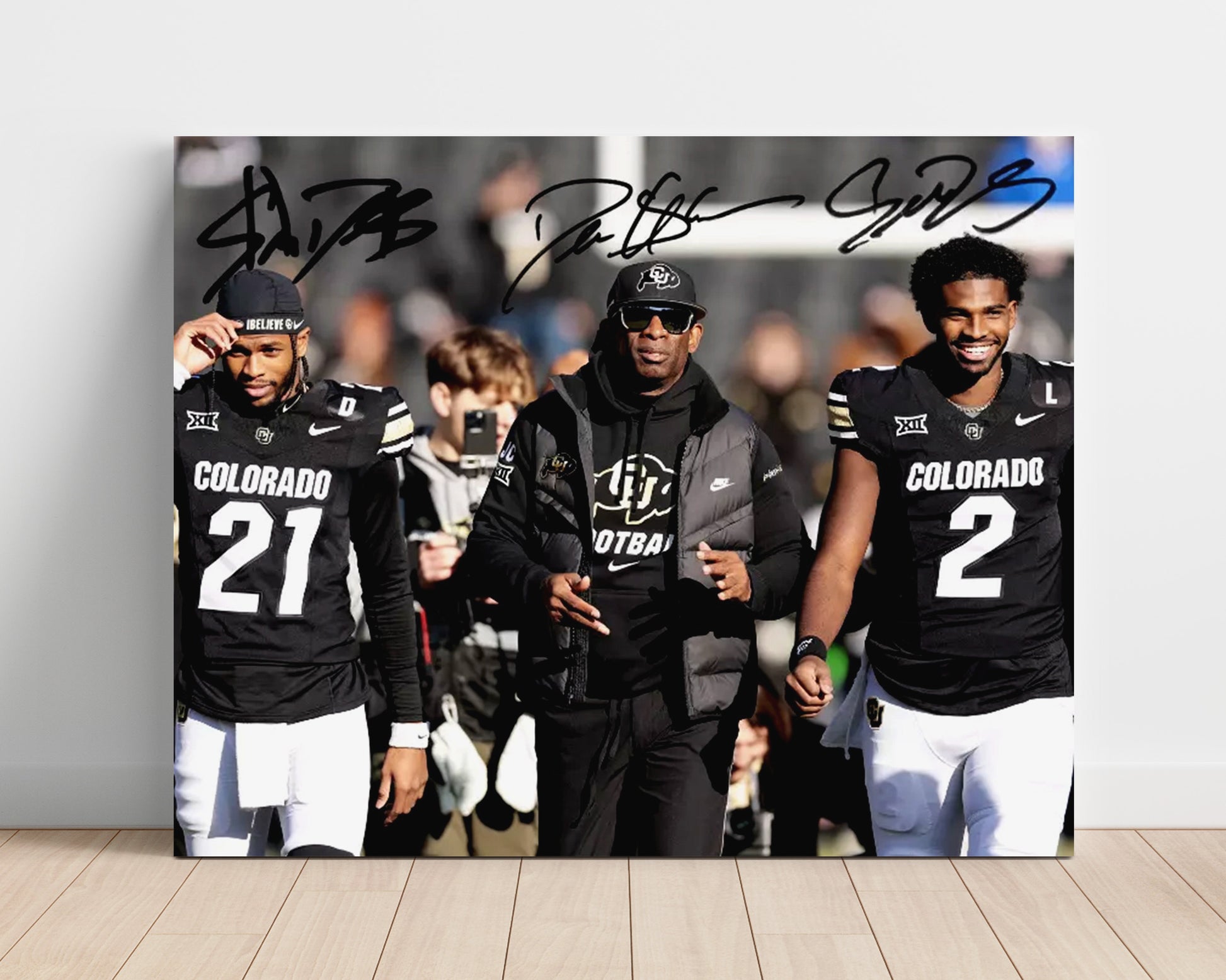 Colorado Football - Deion Sanders With Sons Sideline Walk 8x10 Unframed Print college football wall art