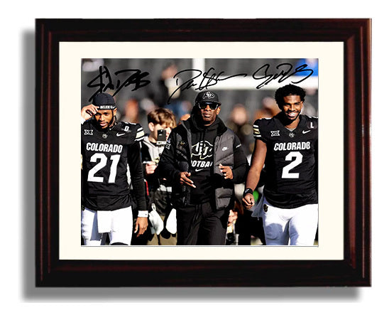 Colorado Football - Deion Sanders With Sons Sideline Walk 8x10 Beveled Frame college football wall art