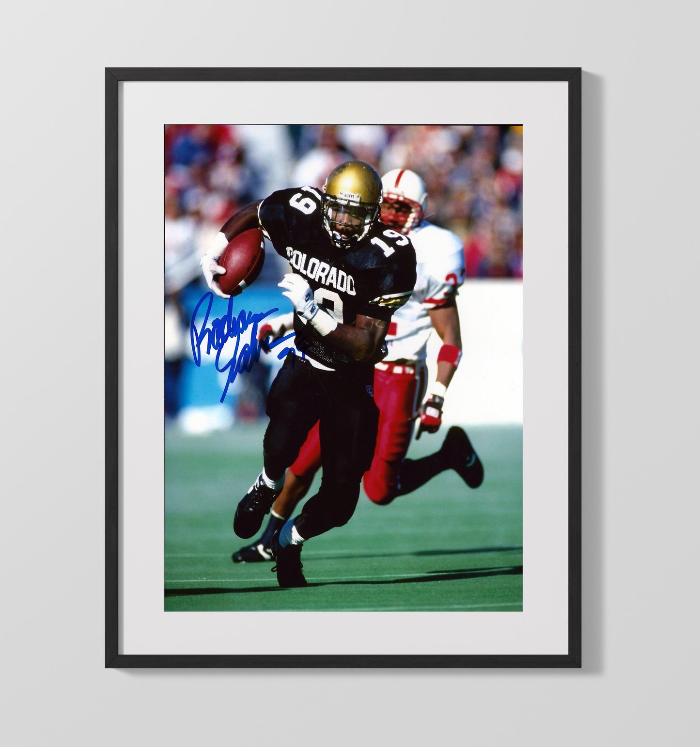 Colorado Football Rashaan Salaam Heisman Run Spotlight College Football Wall Art 16x20 Gallery Frame wall art print – College Football decor