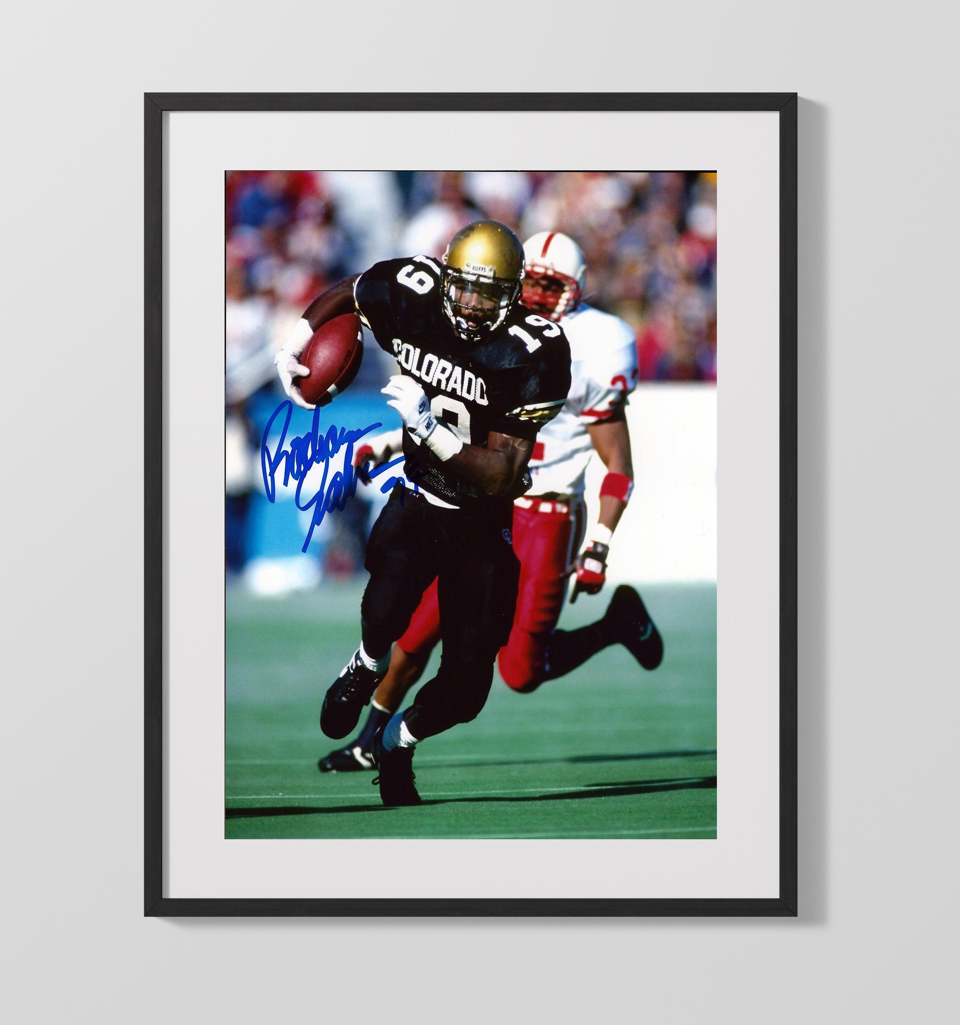 Colorado Football Rashaan Salaam Heisman Run Spotlight College Football Wall Art 16x20 Gallery Frame wall art print – College Football decor
