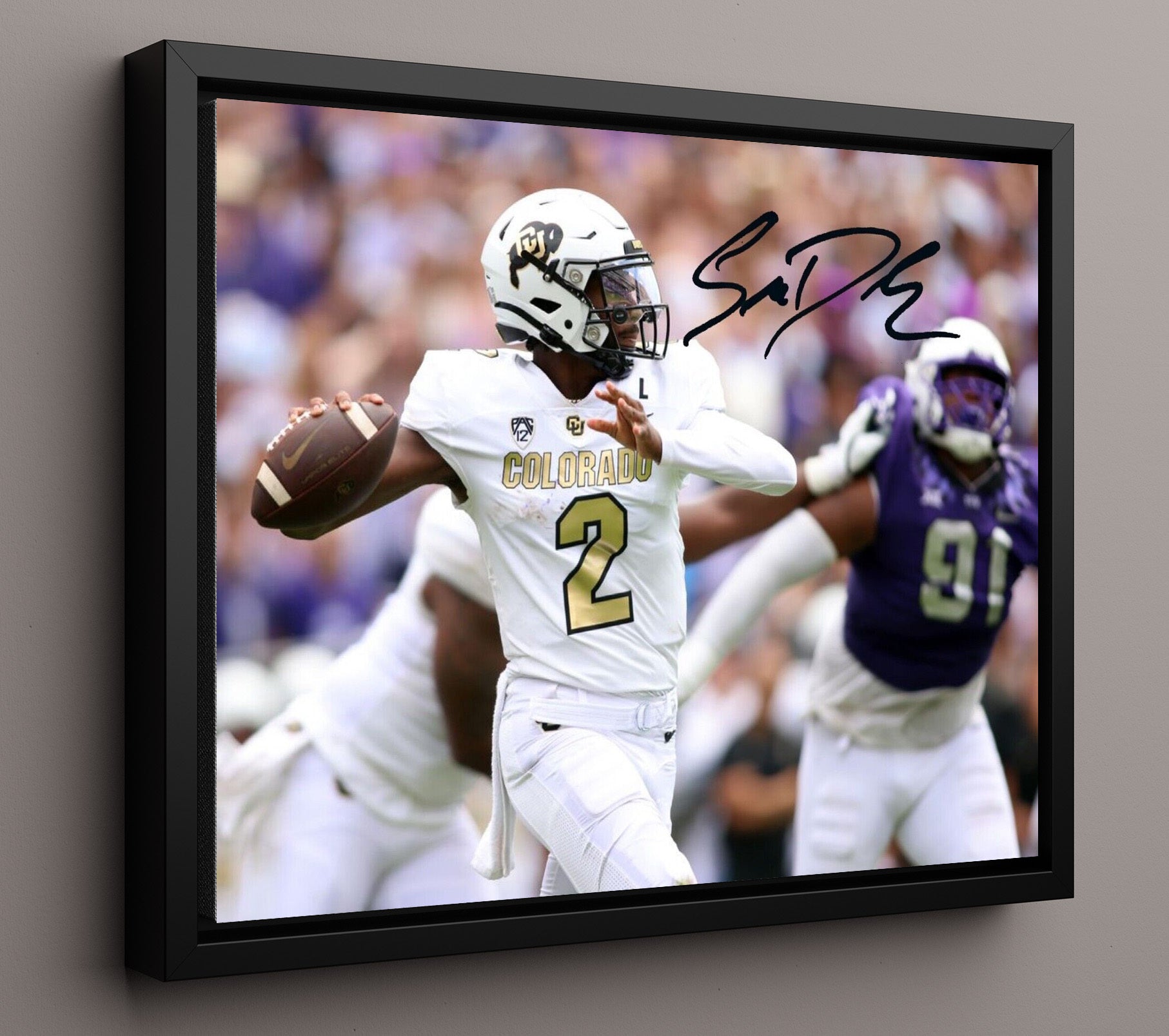 Colorado Football - Shedeur Sanders Pocket Pass Command 8x10 Framed Canvas college football wall art