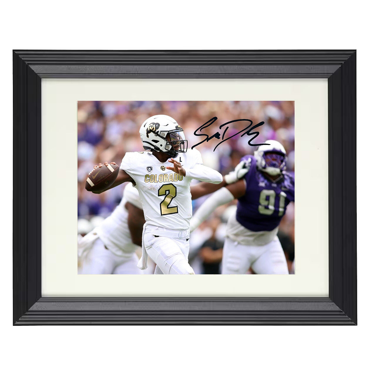 Colorado Football Shedeur Sanders Pocket Pass Command 8x10 black beveled frame college football wall art