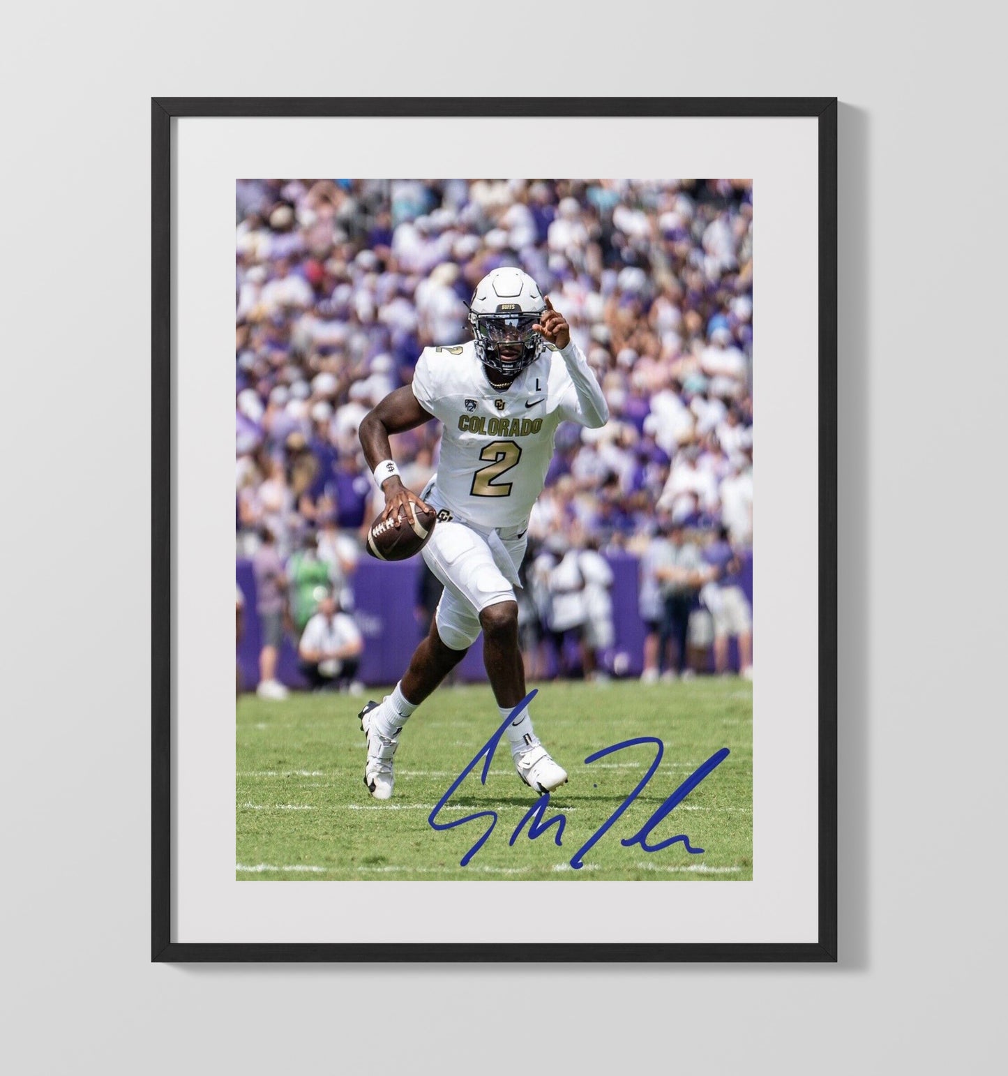 Colorado Football Shedeur Sanders Prime Time Jr Spotlight College Football Wall Art 16x20 Gallery Frame wall art print – College Football decor
