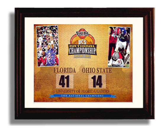 Florida Football 2006 Championship Scoreboard 41-14 Victory College Football Wall Art 8x10 Beveled Frame wall art print – College Football decor