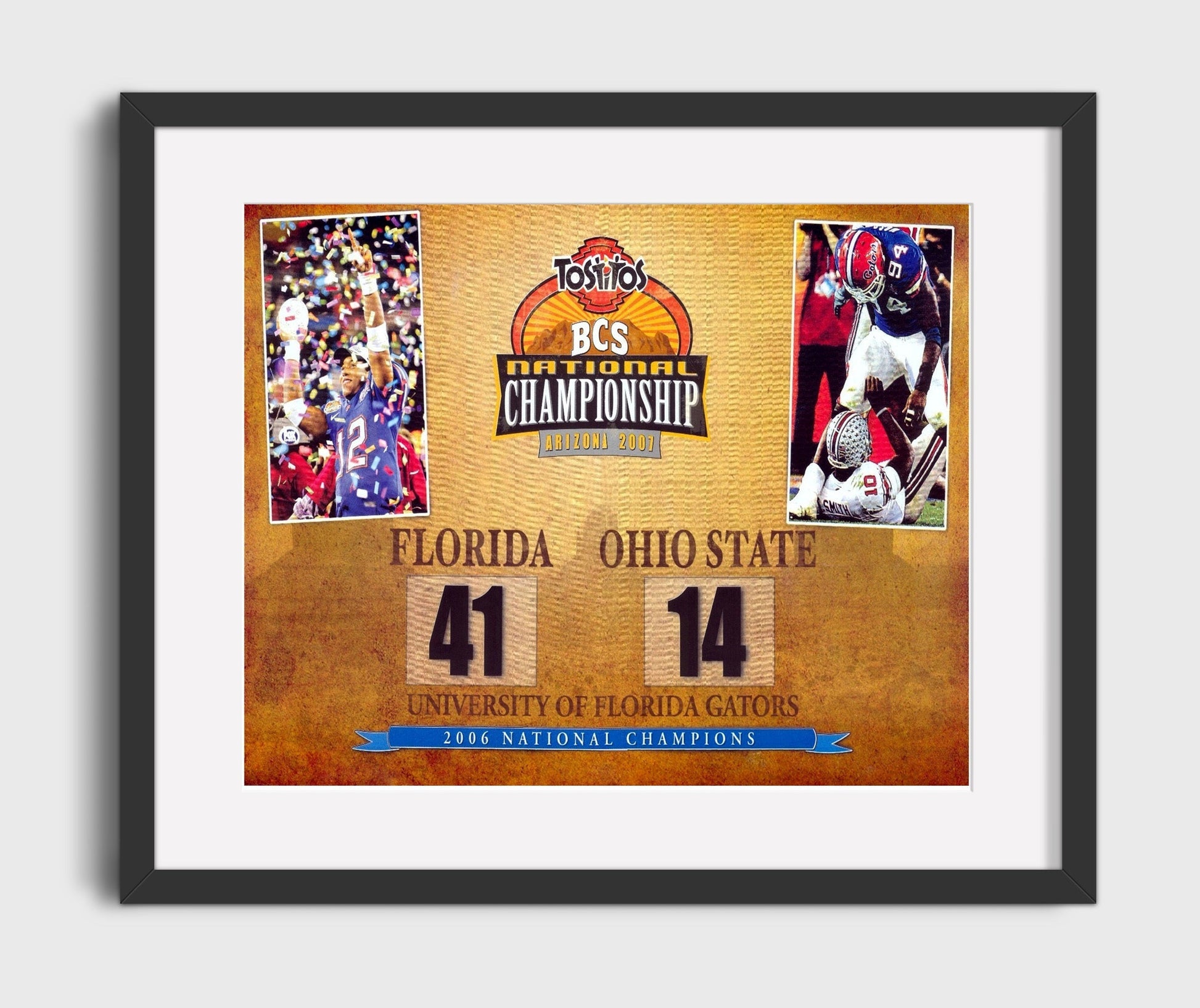 Florida Football - 2006 Championship Scoreboard 41-14 Victory 8x10 Gallery Frame college football wall art