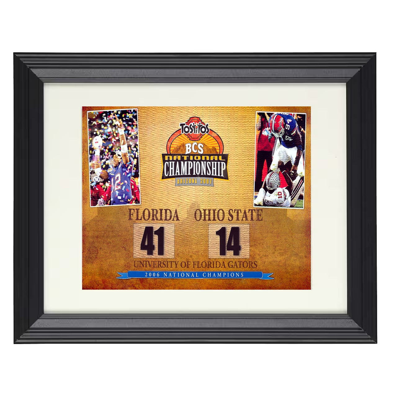 Florida Football 2006 Championship Scoreboard 41-14 Victory 8x10 black beveled frame college football wall art