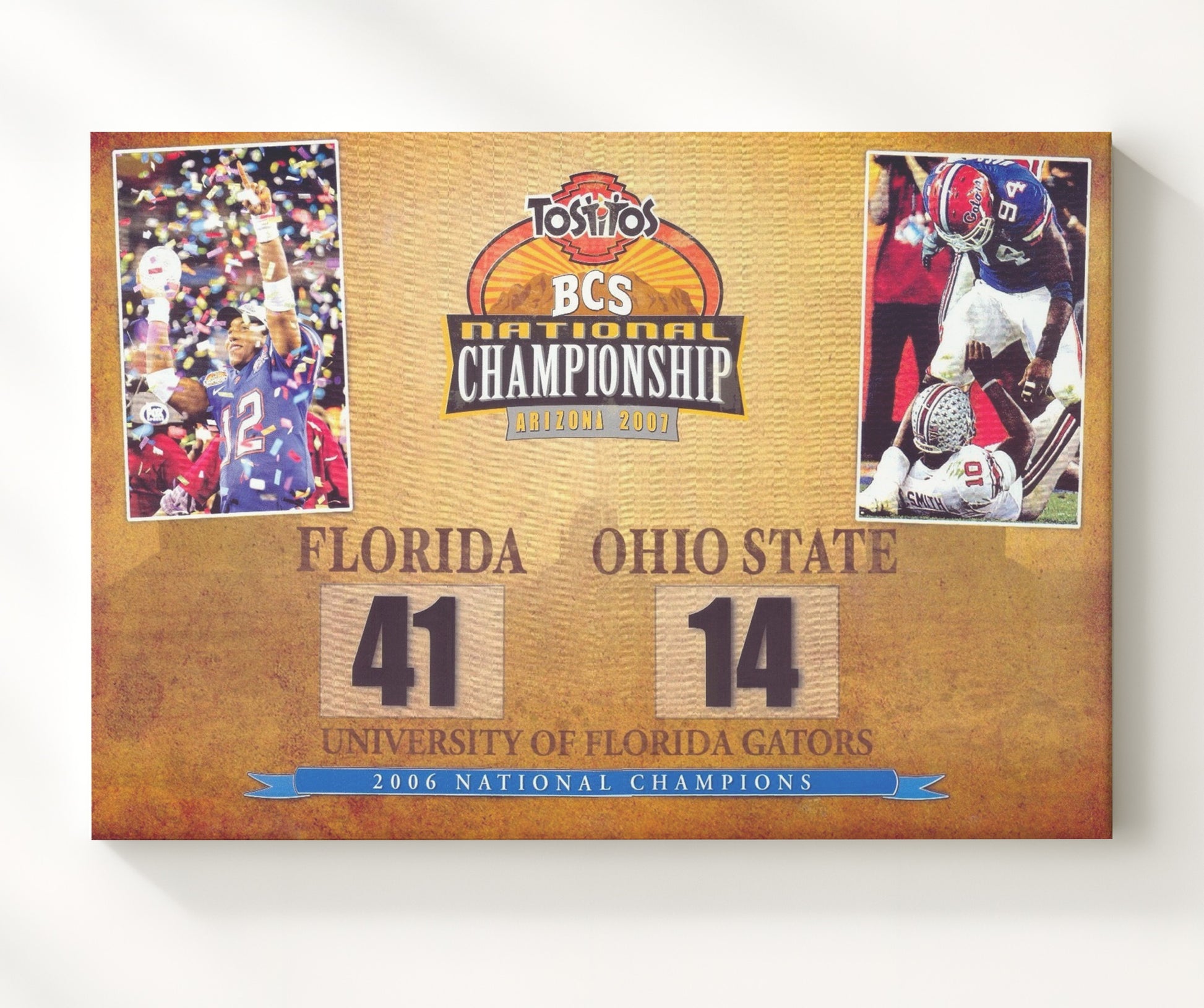 Florida Football 2006 Championship Scoreboard 41-14 Victory College Football Wall Art 20x24 Canvas wall art print – College Football decor
