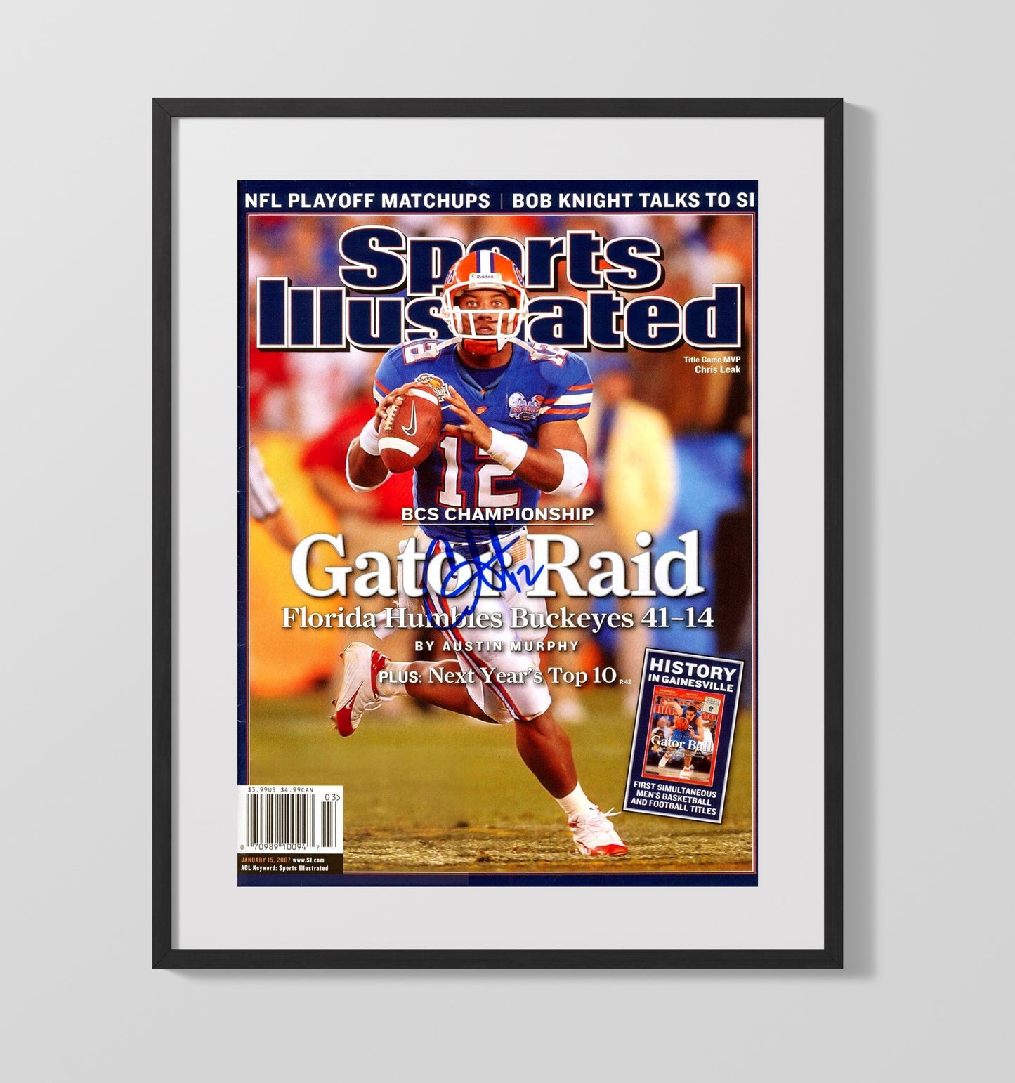 Florida Football Chris Leak Gator Raid SI Cover College Football Wall Art 16x20 Gallery Frame wall art print – College Football decor