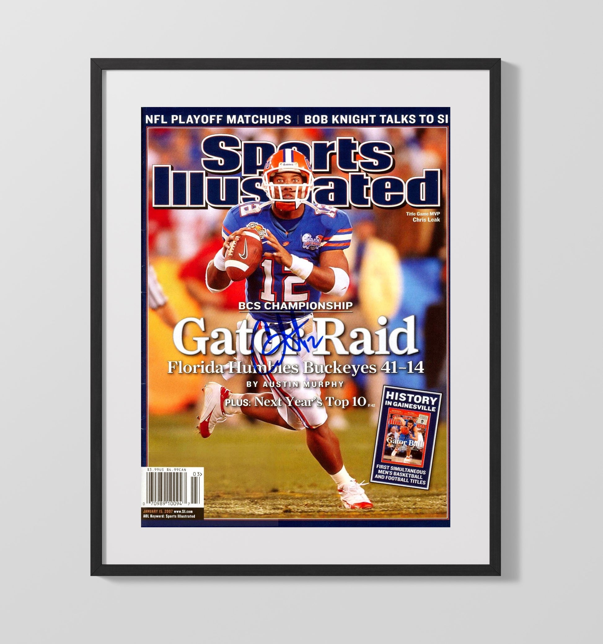 Florida Football Chris Leak Gator Raid SI Cover College Football Wall Art 16x20 Gallery Frame wall art print – College Football decor