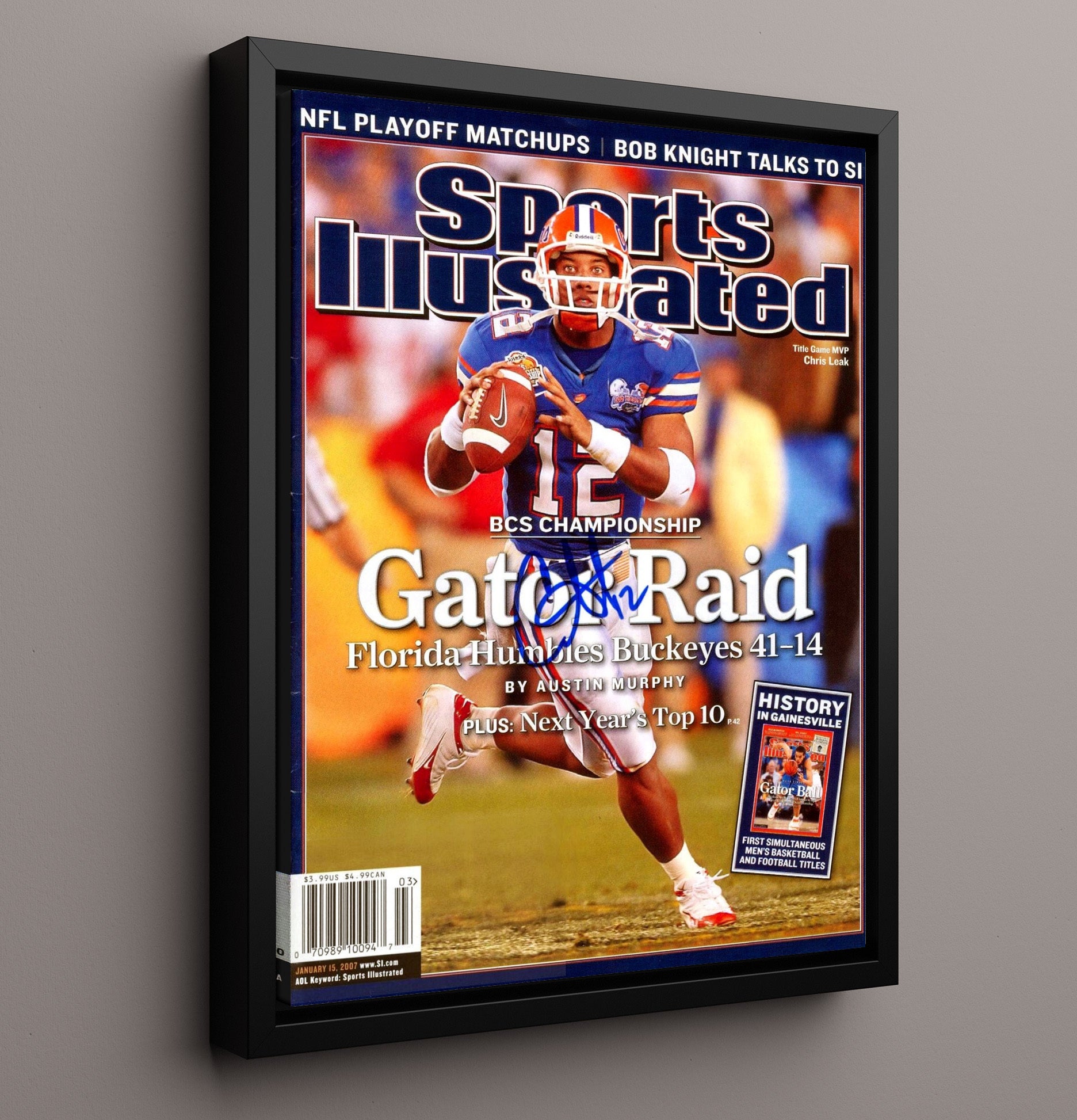 Florida Football Chris Leak Gator Raid SI Cover College Football Wall Art 16x20 Framed Canvas wall art print – College Football decor