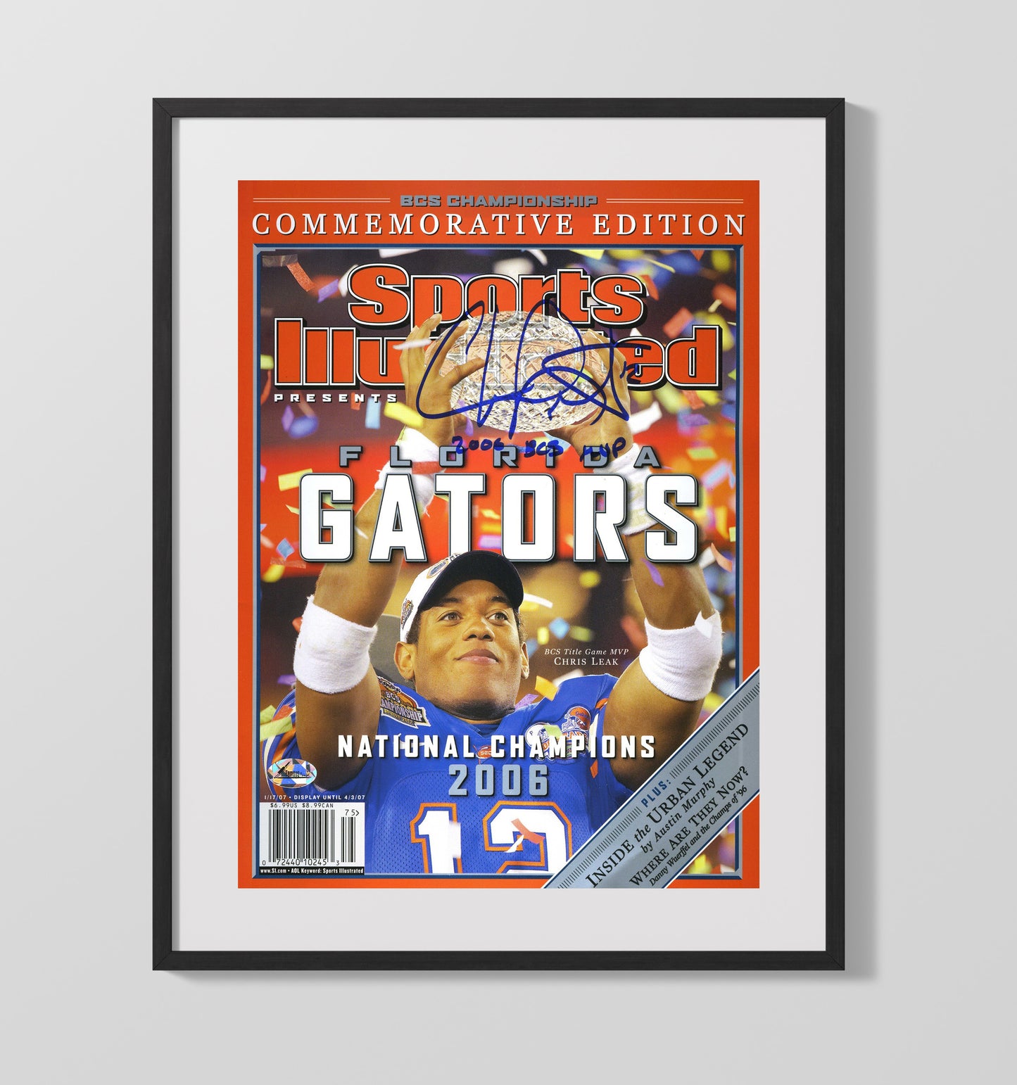 Florida Football Chris Leak National Champions SI Cover 2006 College Football Wall Art 16x20 Gallery Frame wall art print – College Football decor
