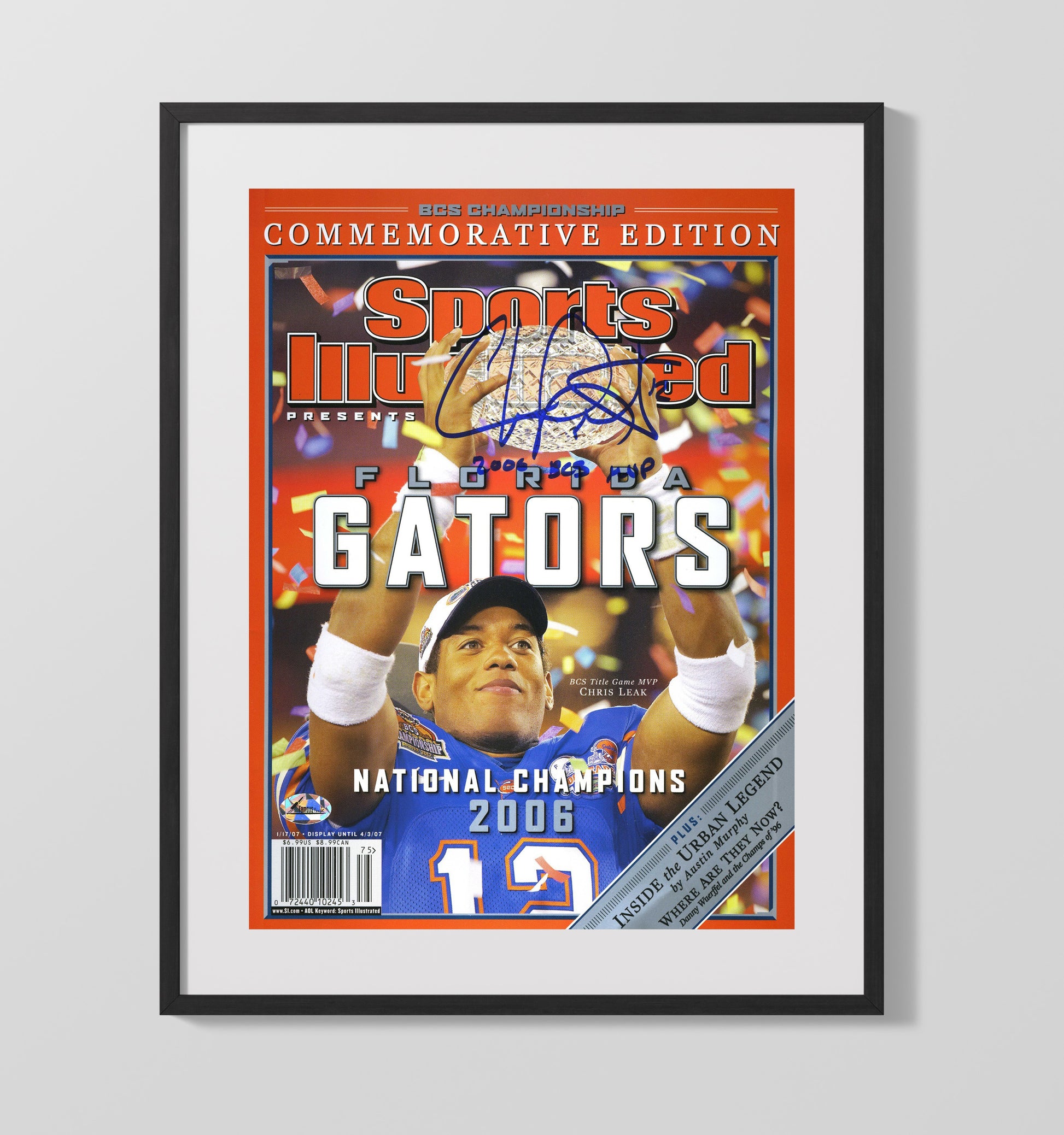 Florida Football Chris Leak National Champions SI Cover 2006 College Football Wall Art 16x20 Gallery Frame wall art print – College Football decor