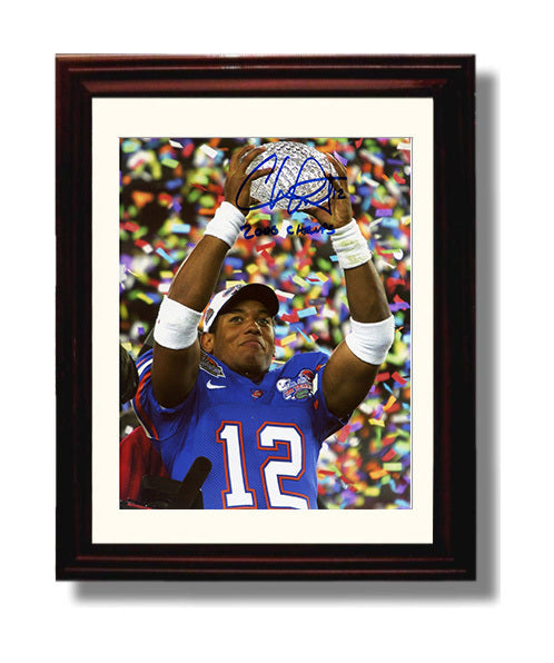 Florida Football Chris Leak Trophy Raise Under Confetti College Football Wall Art 8x10 Beveled Frame wall art print – College Football decor