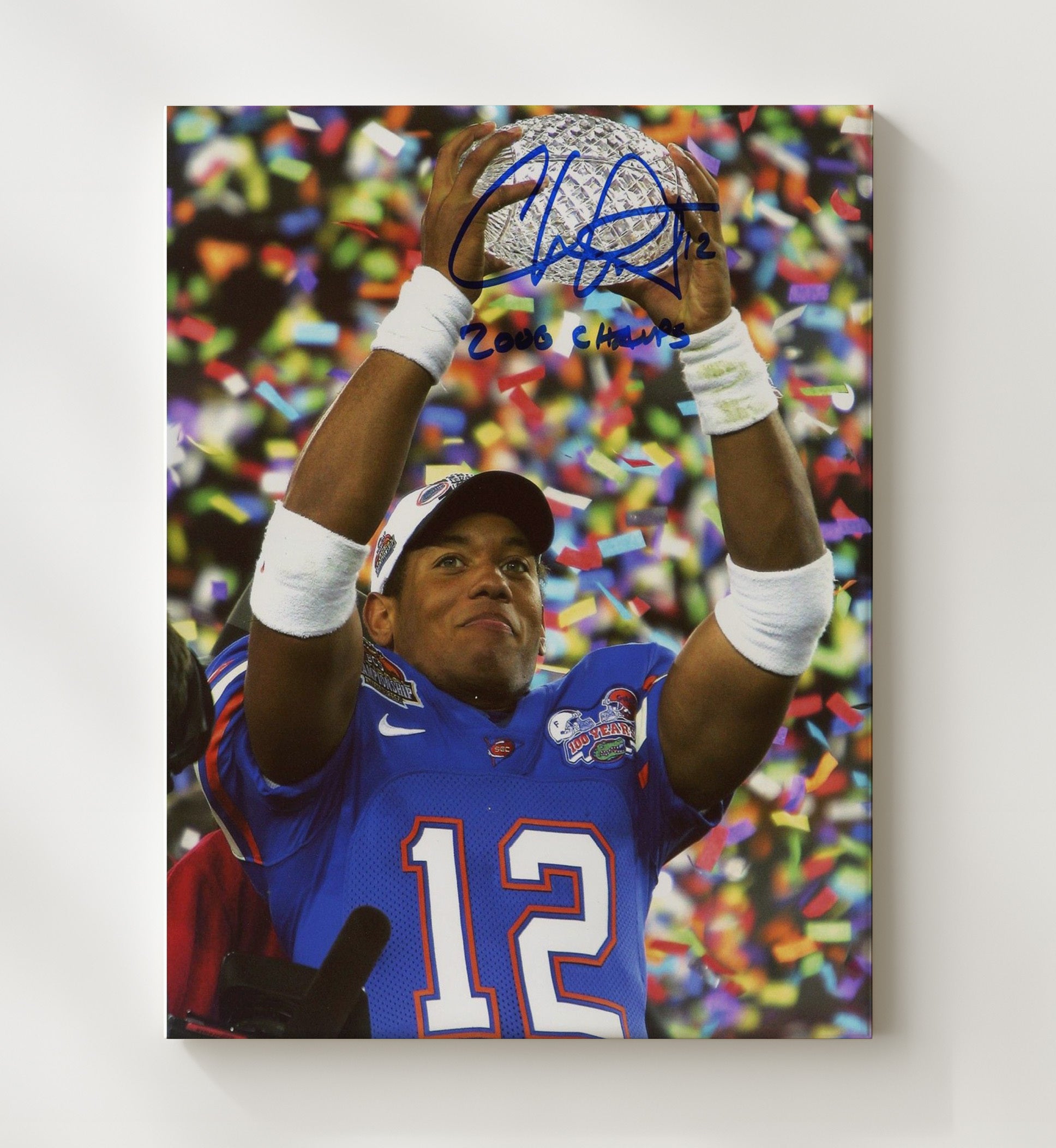 Florida Football - Chris Leak Trophy Raise Under Confetti 8x10 Canvas college football wall art