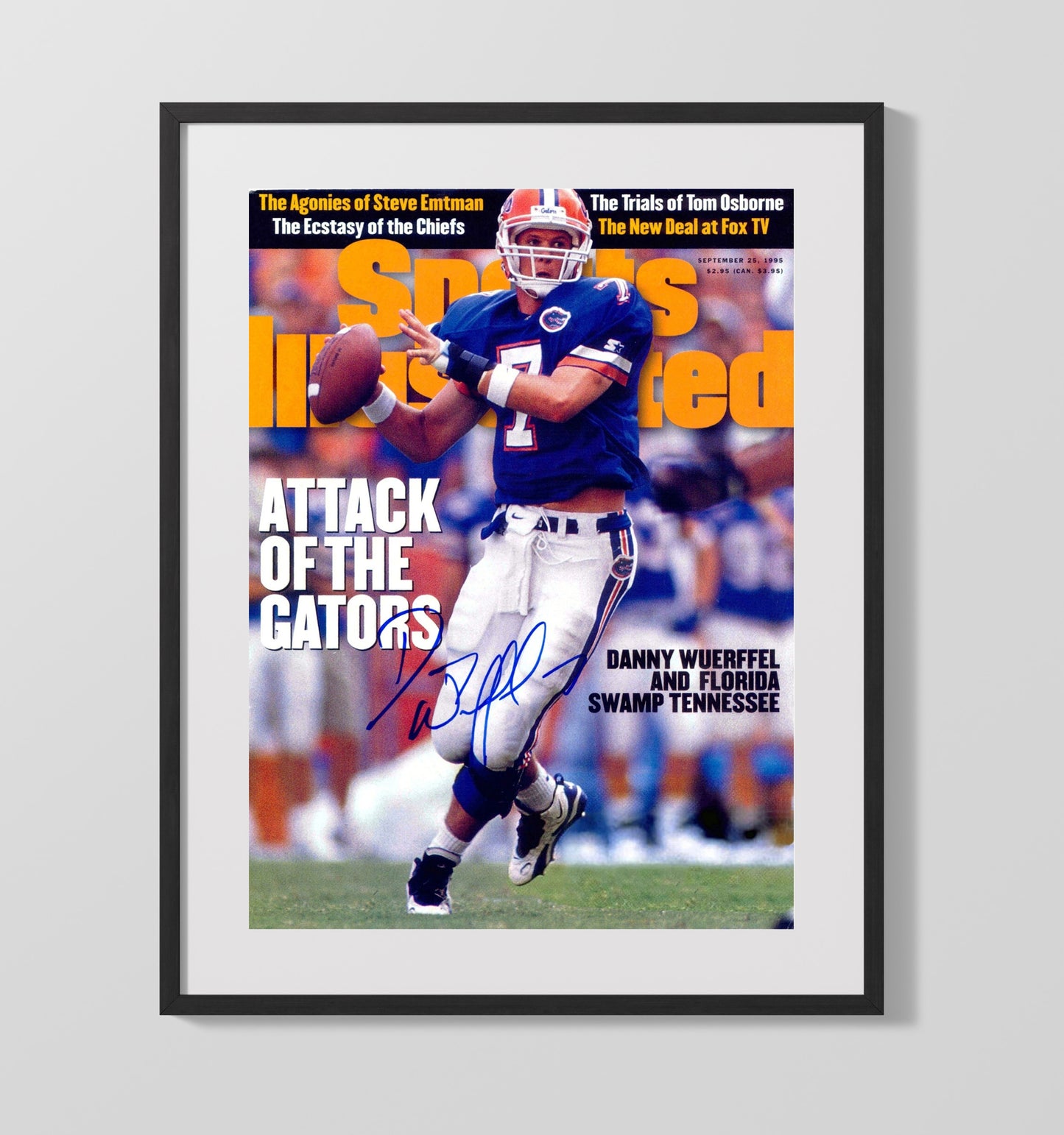 Florida Football Danny Wuerffel Attack of the Gators SI Cover College Football Wall Art 16x20 Gallery Frame wall art print – College Football decor