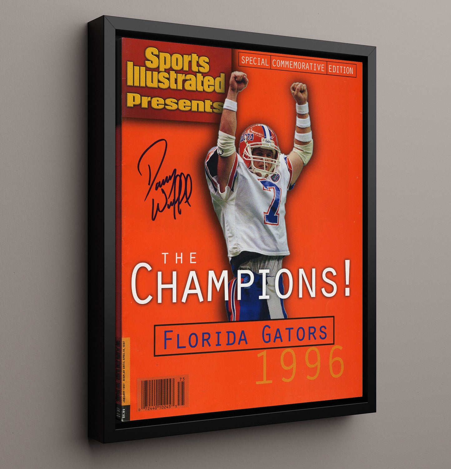 Florida Football Danny Wuerffel Champions SI Cover 1996 College Football Wall Art 16x20 Framed Canvas wall art print – College Football decor