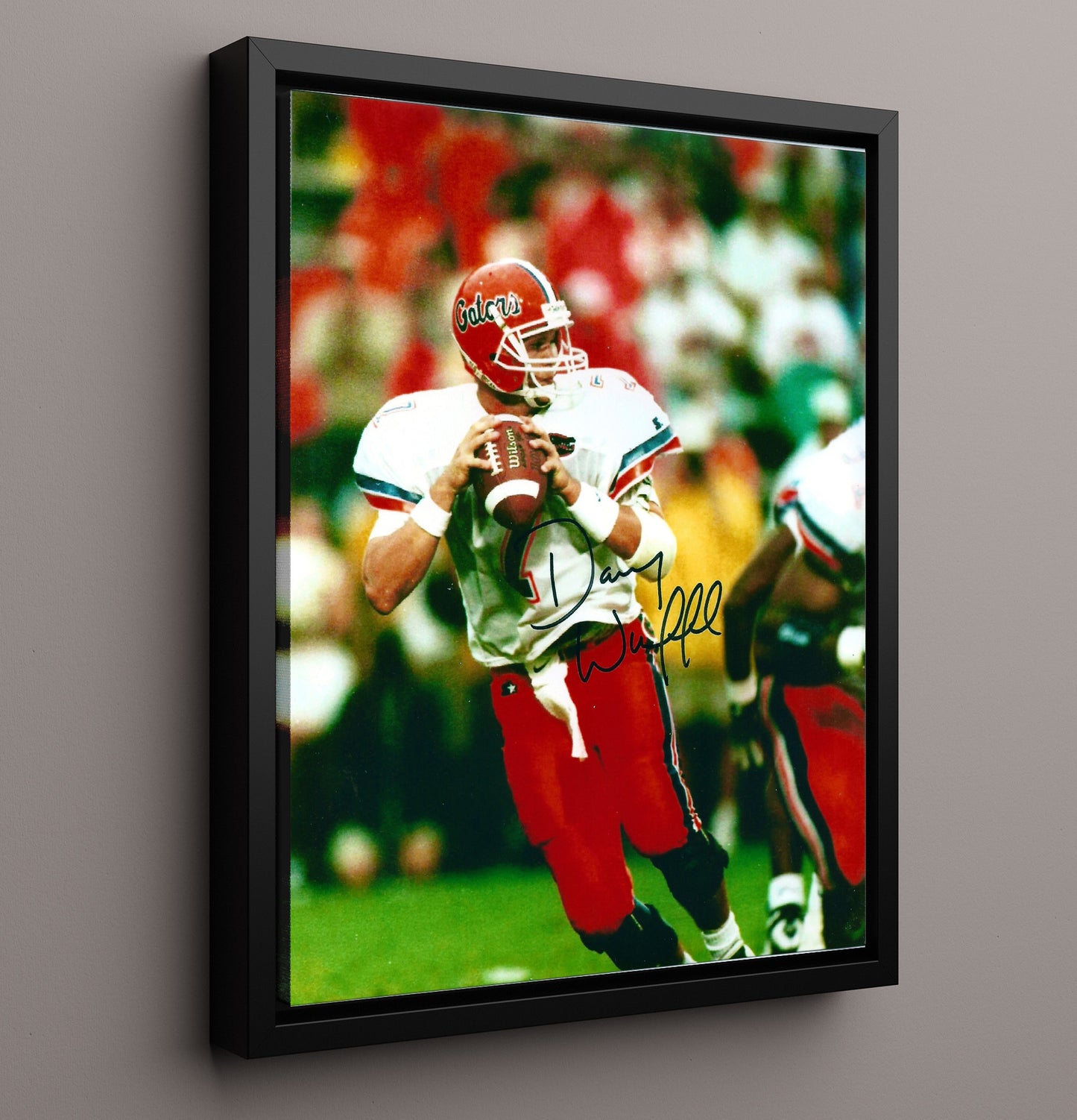 Florida Football Danny Wuerffel Pocket Pass Setup College Football Wall Art 16x20 Framed Canvas wall art print – College Football decor
