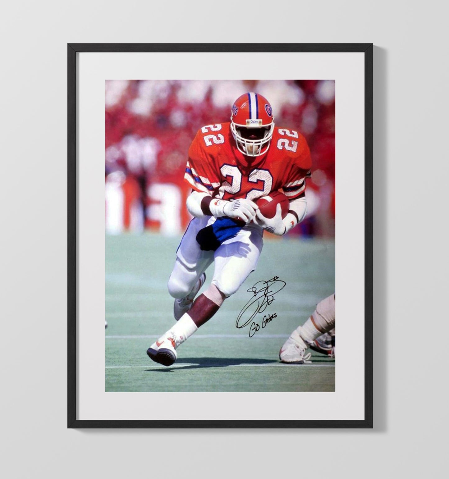 Florida Football Emmitt Smith Rushing Through Defense College Football Wall Art 16x20 Gallery Frame wall art print – College Football decor