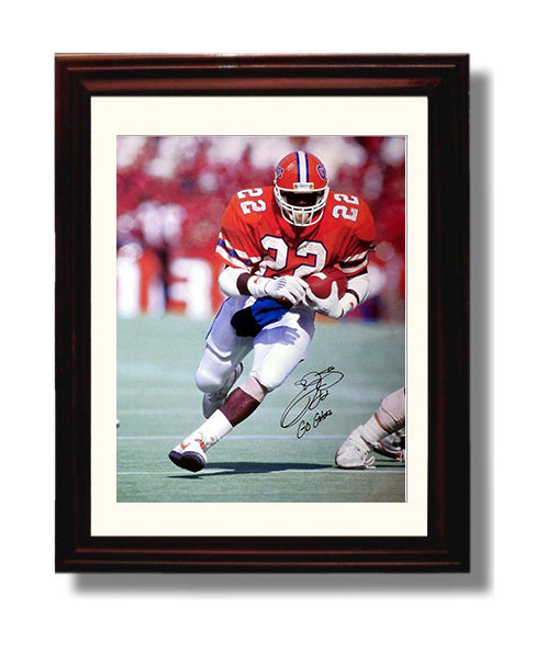Florida Football Emmitt Smith Rushing Through Defense College Football Wall Art 8x10 Beveled Frame wall art print – College Football decor