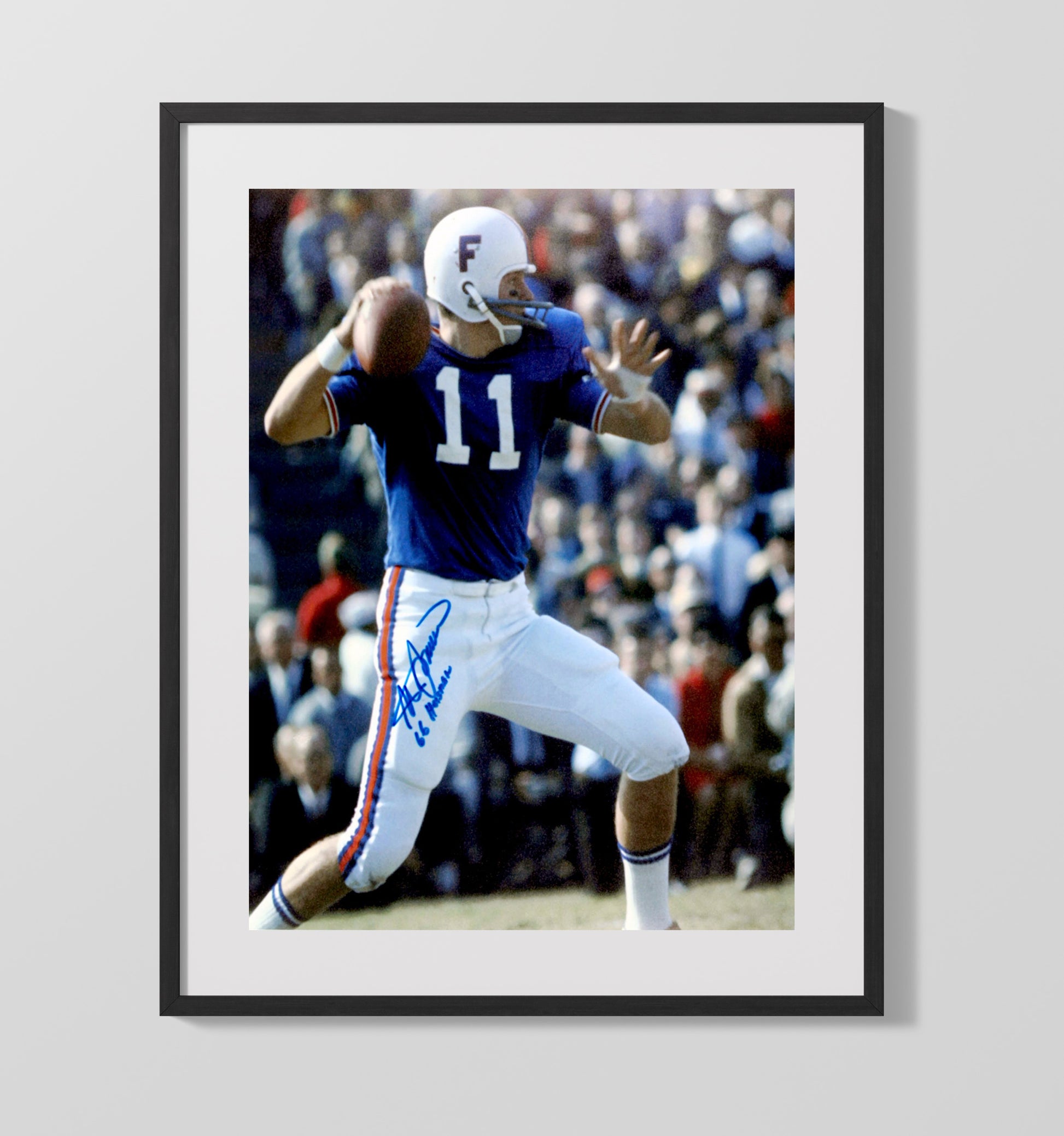 Florida Football Steve Spurrier Classic Dropback Pass College Football Wall Art 16x20 Gallery Frame wall art print – College Football decor