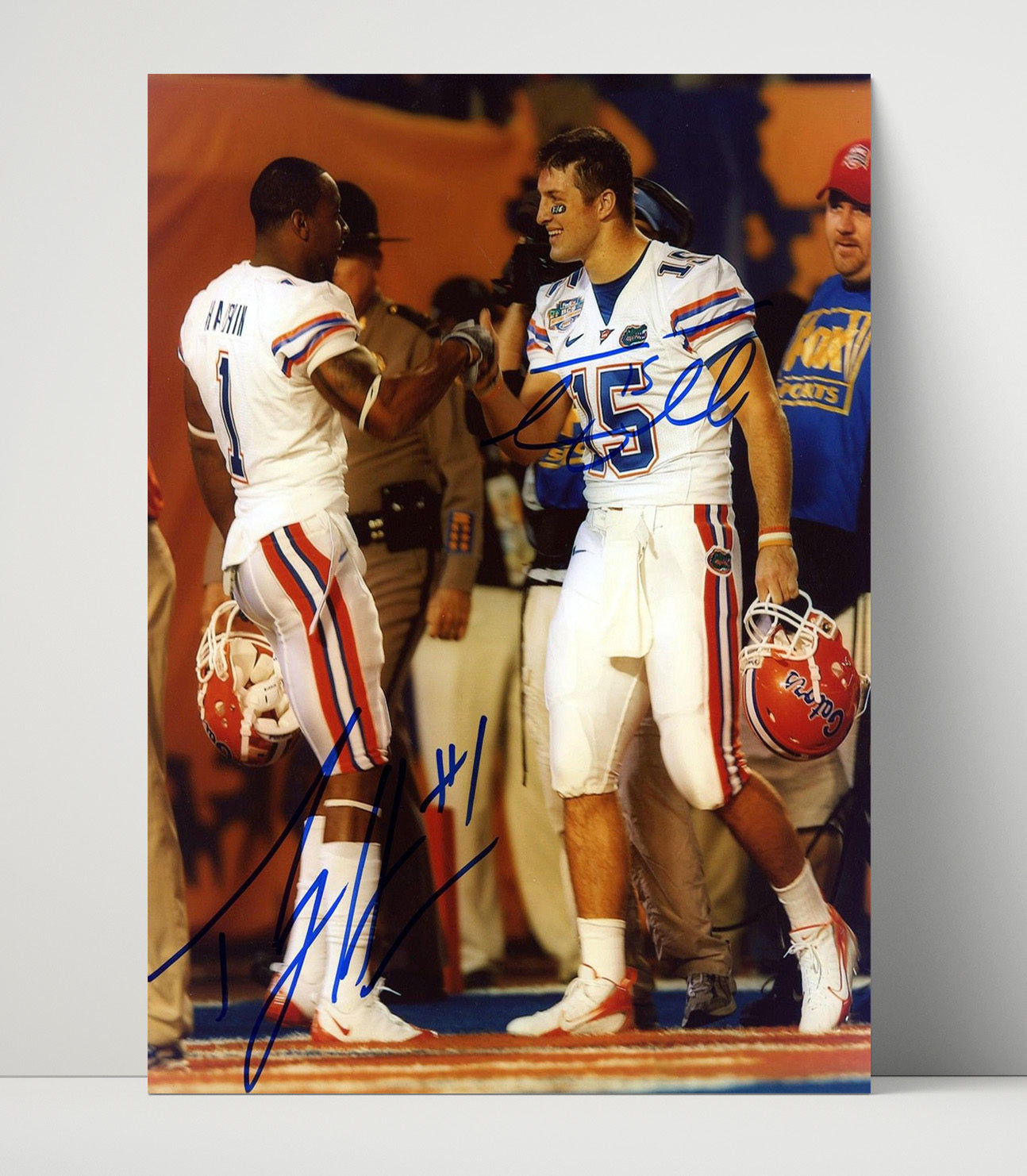 Florida Football Tebow Harvin Sideline Celebration College Football Wall Art 16x20 Unframed Print wall art print – College Football decor