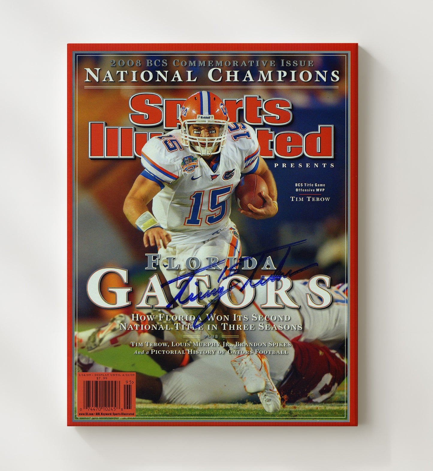 Florida Football Tebow National Championship MVP Dynasty Run 2008 SI College Football Wall Art 20x24 Canvas wall art print – College Football decor