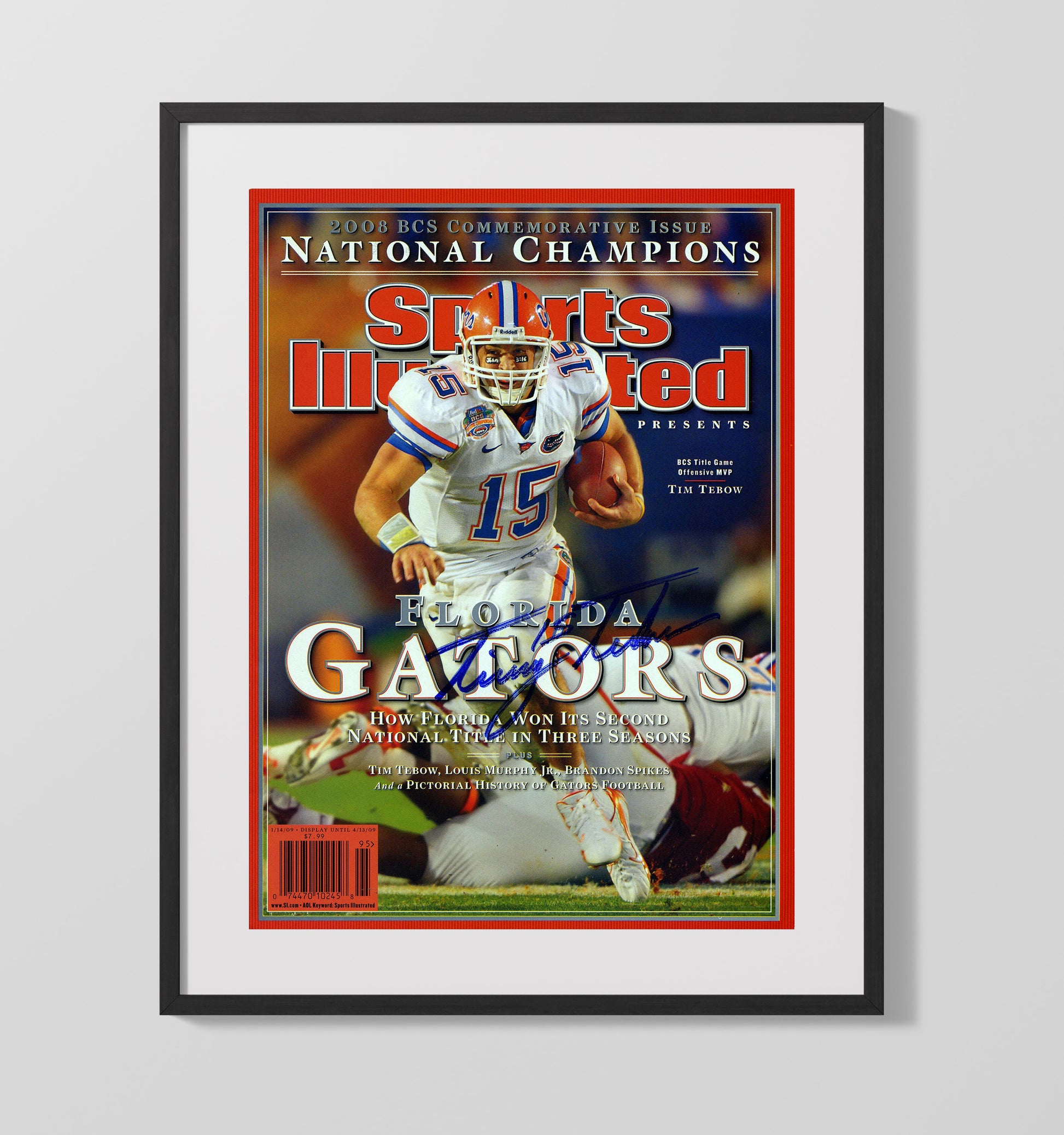 Florida Football Tebow National Championship MVP Dynasty Run 2008 SI College Football Wall Art 16x20 Gallery Frame wall art print – College Football decor