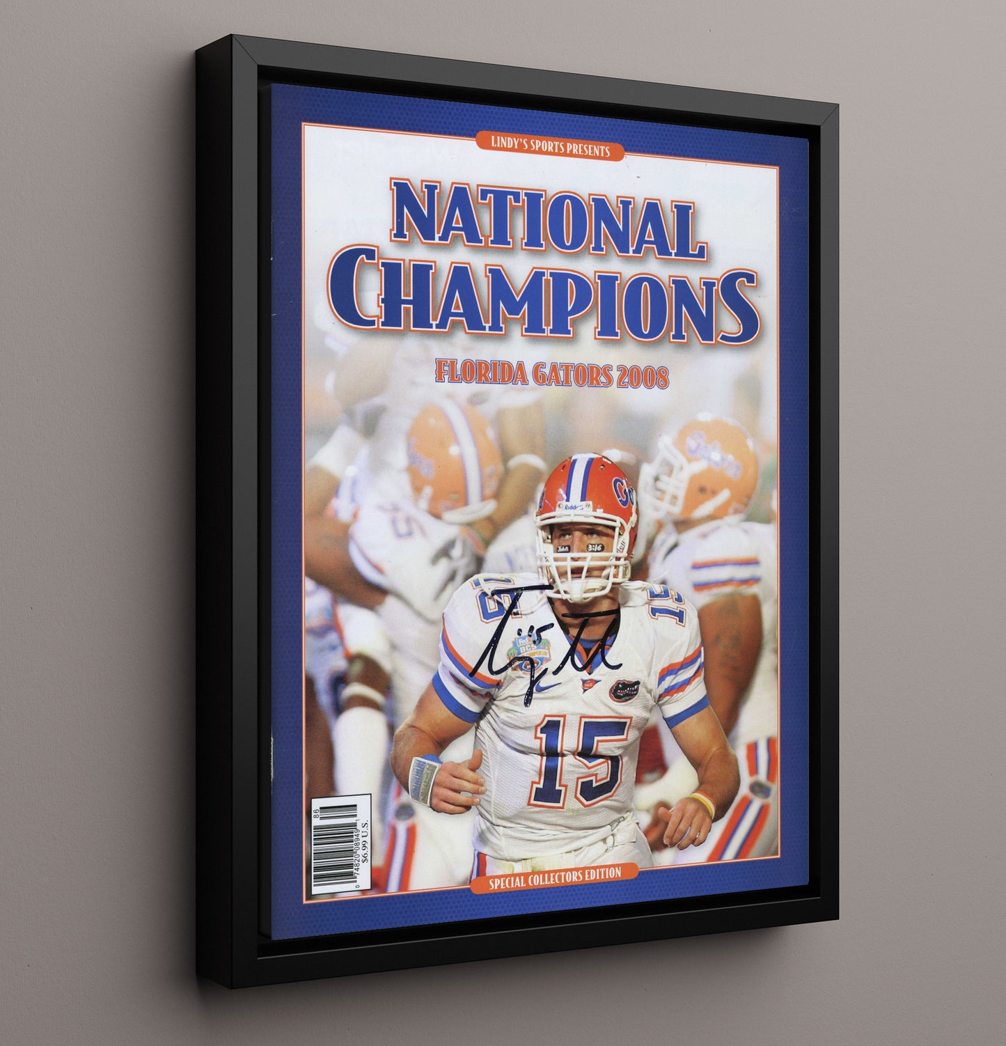 Florida Football Tim Tebow Championship Pose College Football Wall Art 16x20 Framed Canvas wall art print – College Football decor