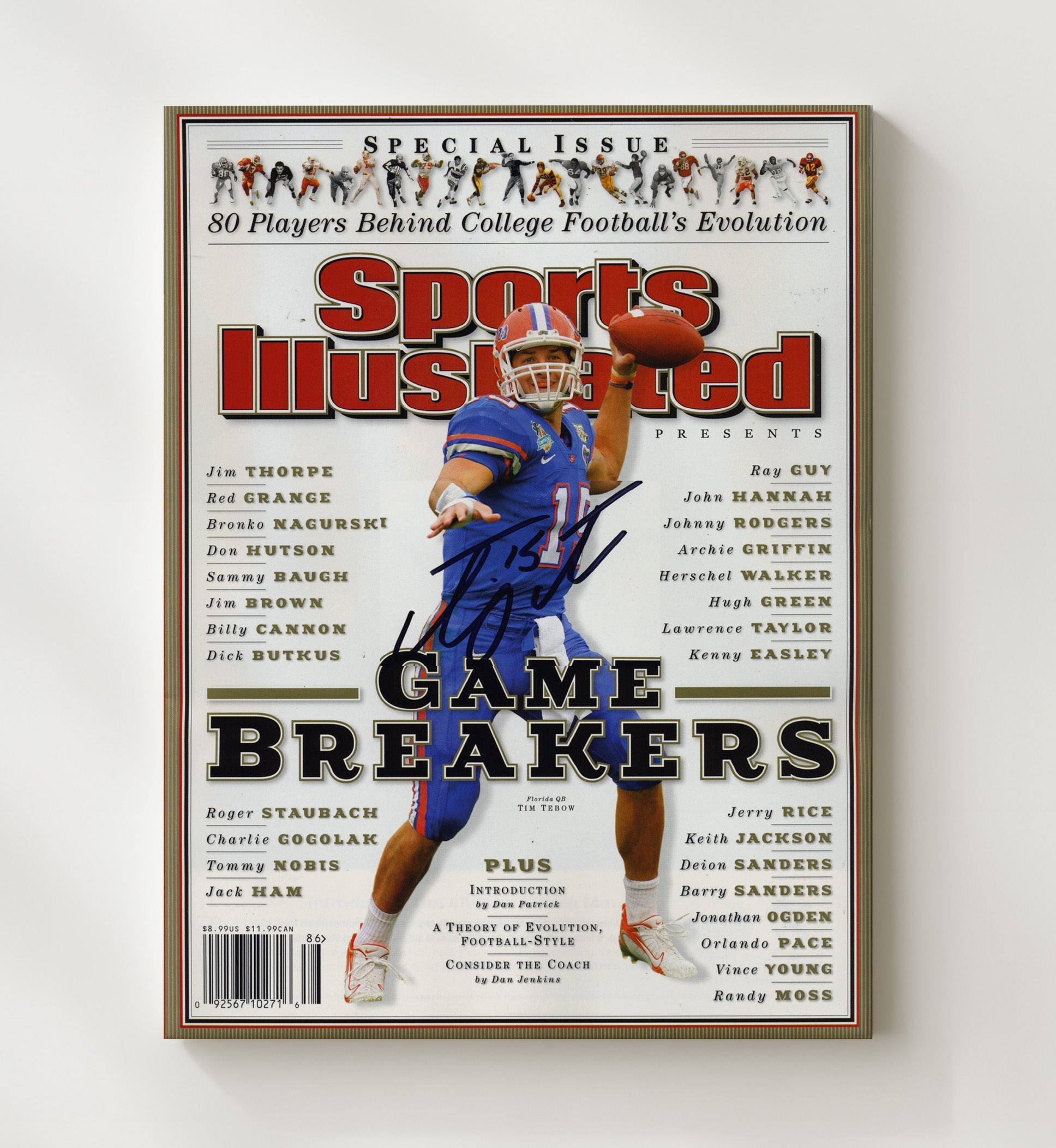 Florida Football - Tim Tebow Game Breakers SI Cover 8x10 Canvas college football wall art