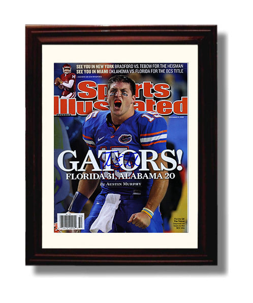 Florida Football Tim Tebow Gators SEC Championship vs Alabama Statement Win 2008 SI College 8x10 Beveled Frame wall art print – College Football decor