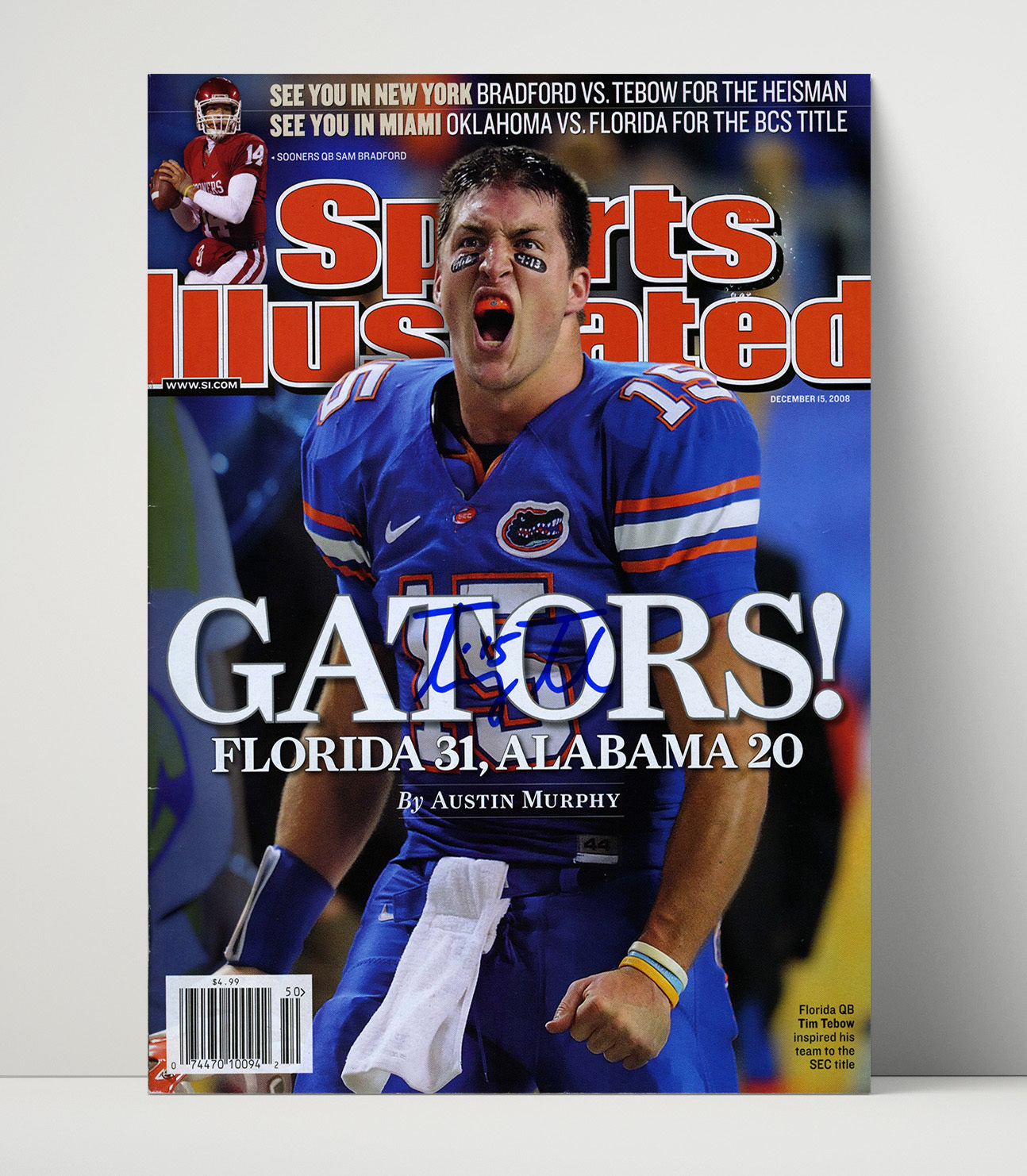 Florida Football Tim Tebow Gators SEC Championship vs Alabama Statement Win 2008 SI College 16x20 Unframed Print wall art print – College Football decor