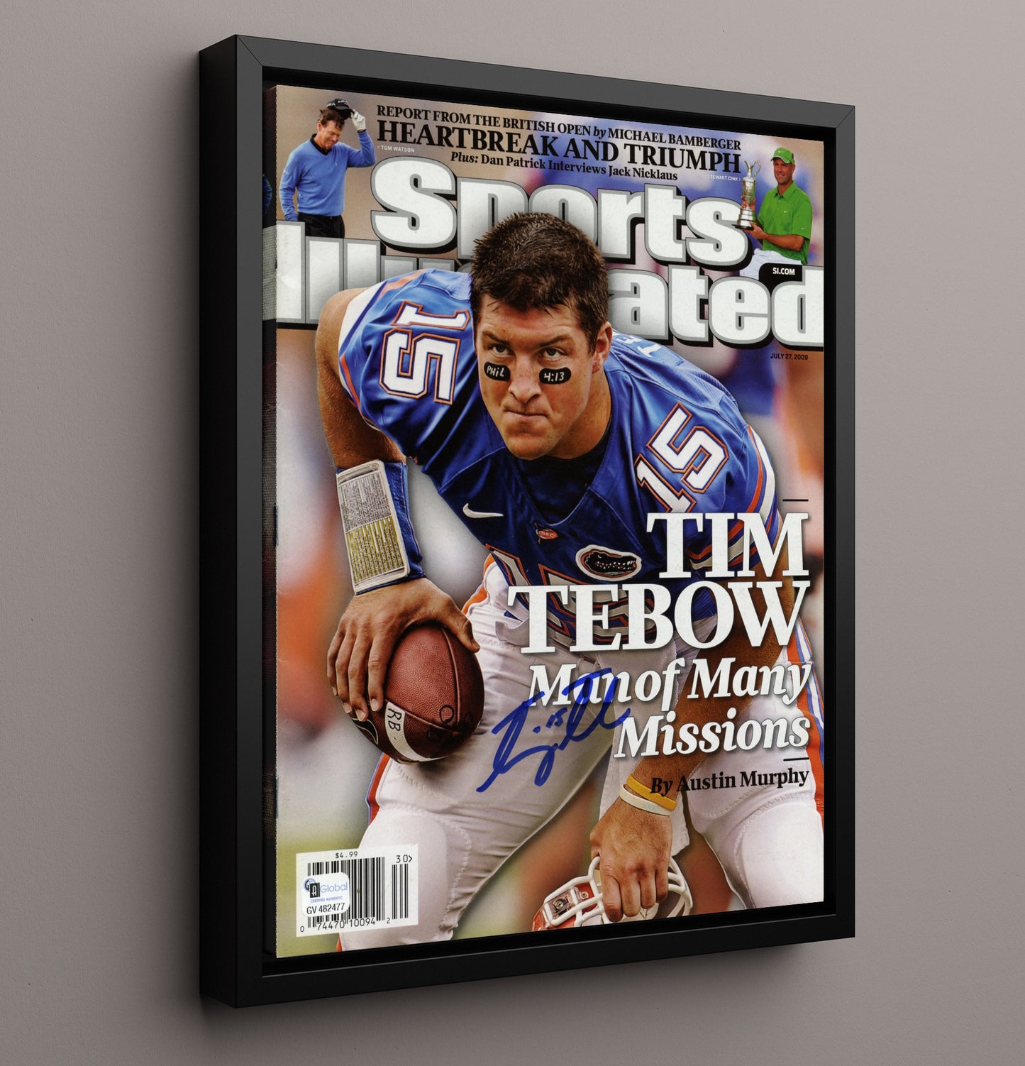 Florida Football Tim Tebow Man of Many Missions SI Cover College Football Wall Art 16x20 Framed Canvas wall art print – College Football decor